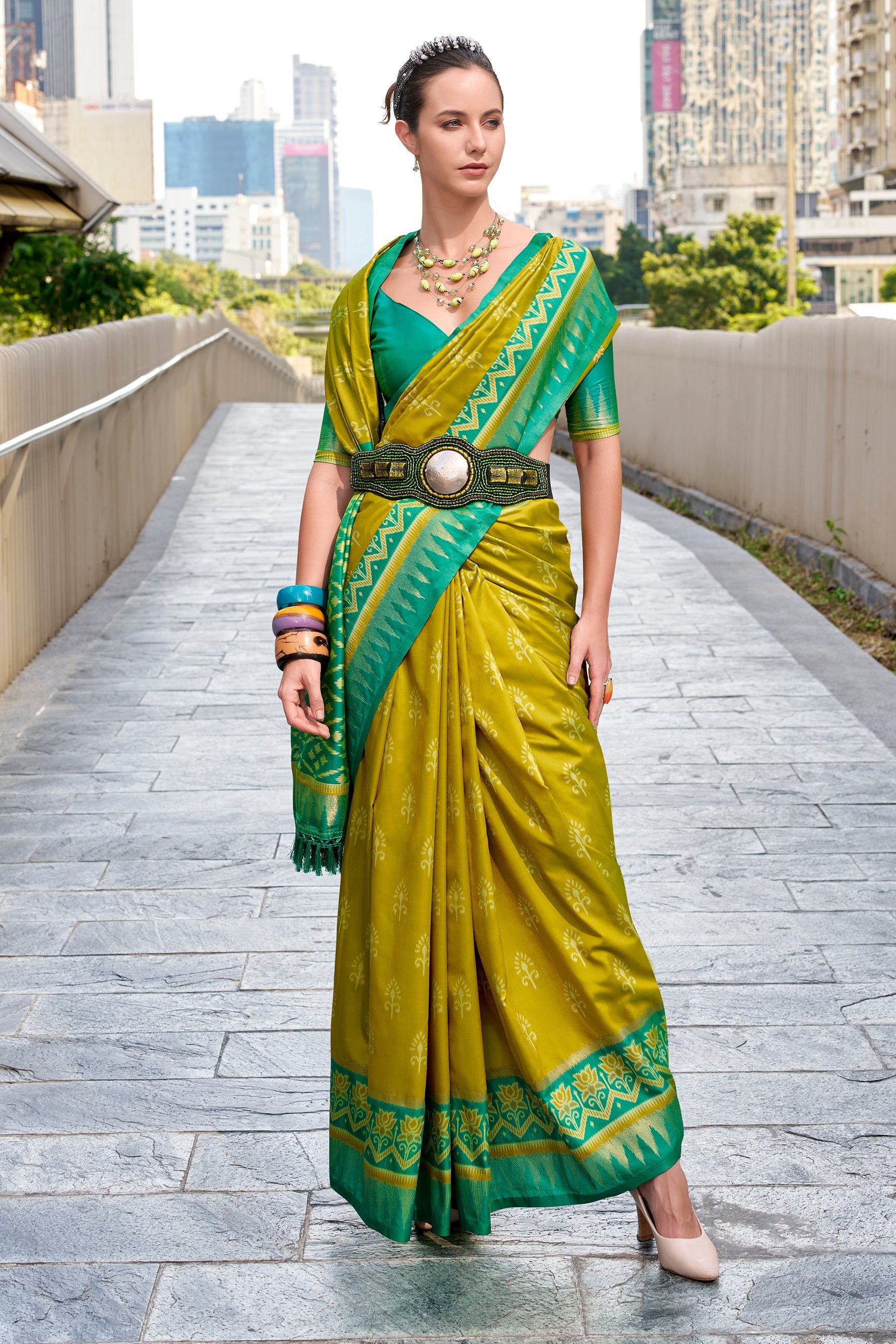 Green Woven Silk Saree-ZB134692_1_SareeButa.com