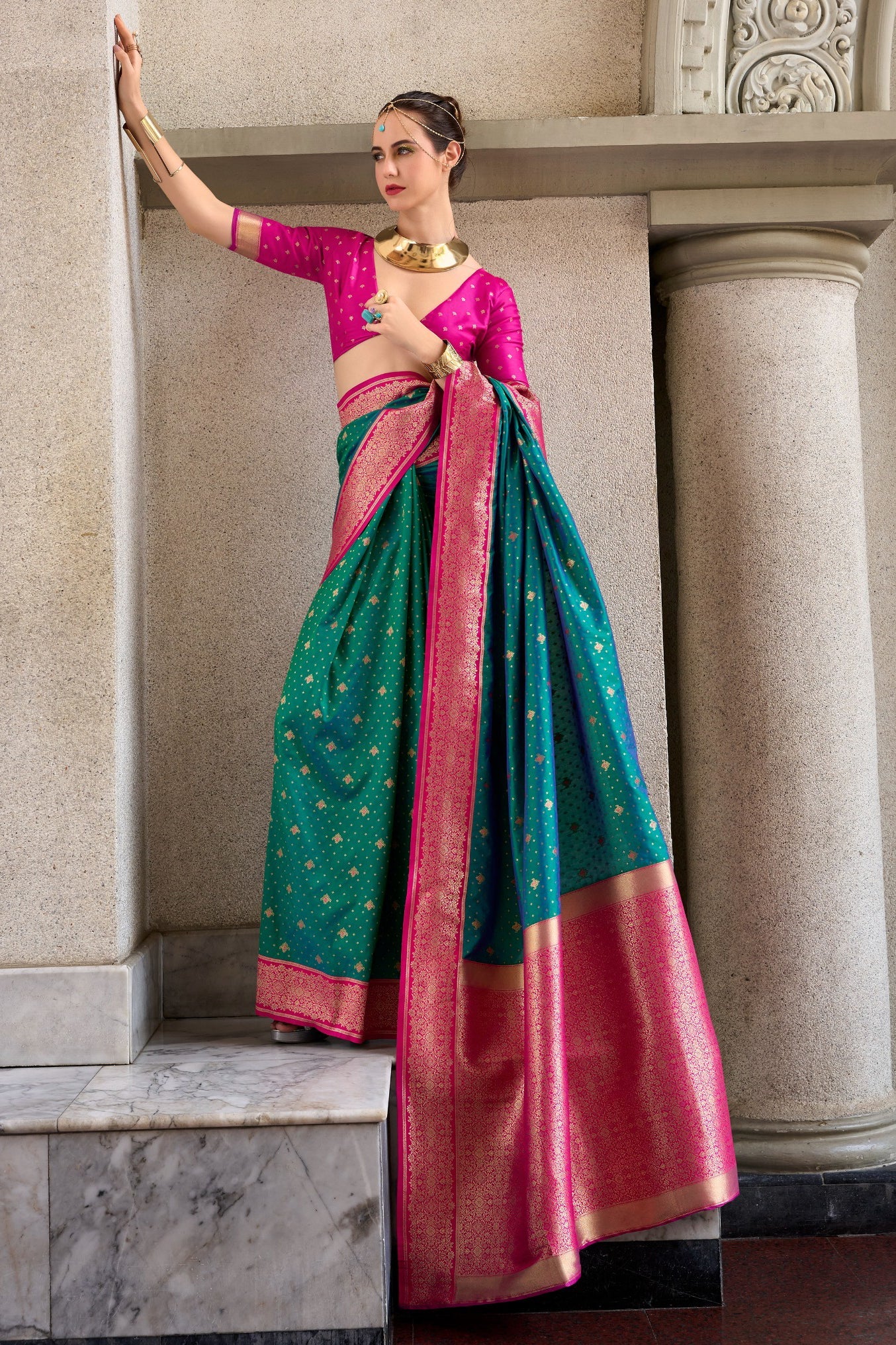 Green Woven Silk Saree-ZB134734_1_SareeButa.com