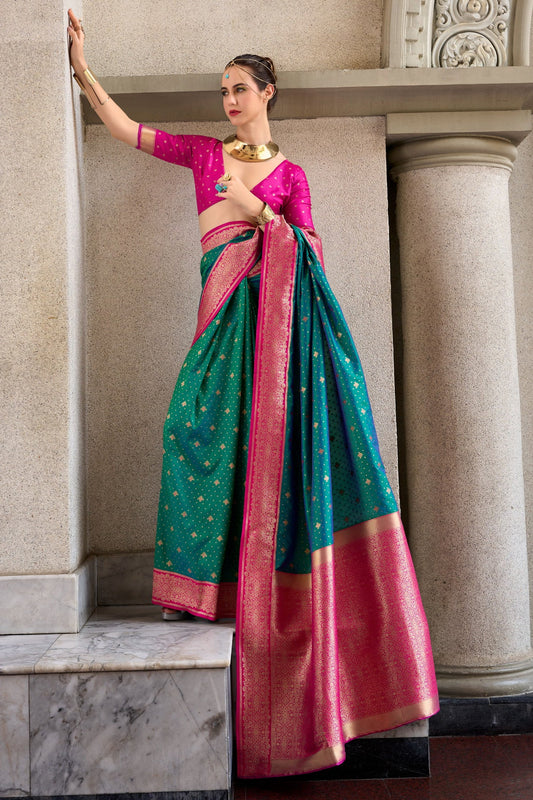 Green Woven Silk Saree-ZB134734_1_SareeButa.com