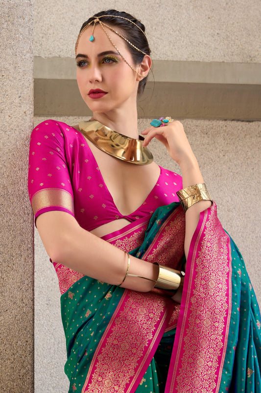 Green Woven Silk Saree-ZB134734_2_SareeButa.com