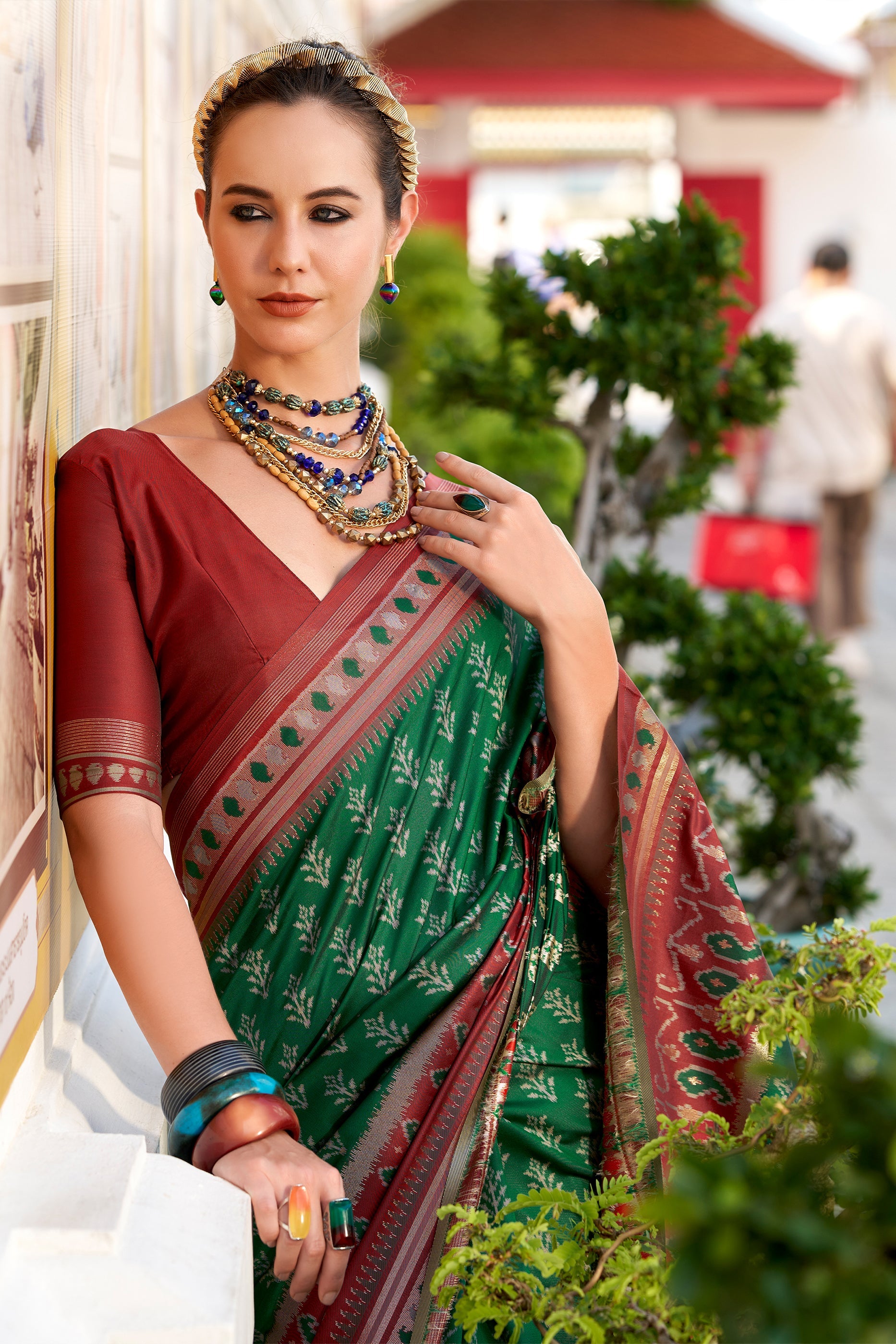 Green Woven Soft Ikat Silk Saree-SAR10027_2_SareeButa.com