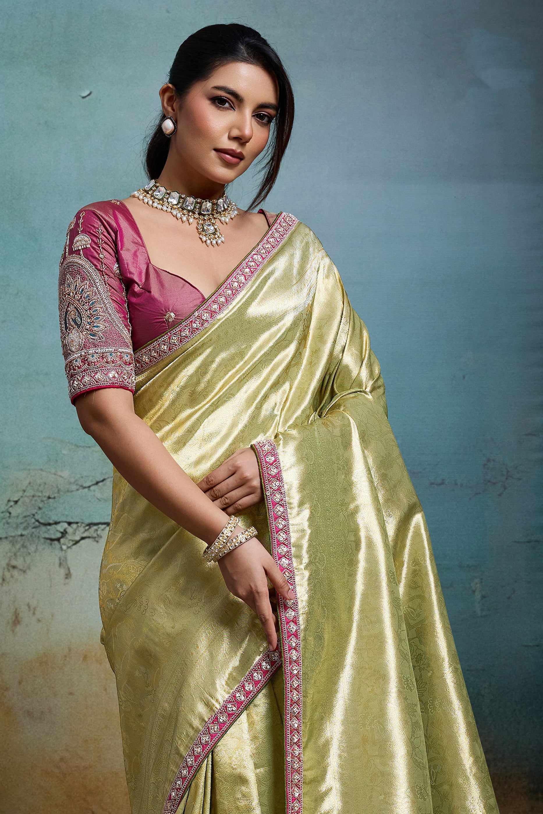Green Woven Tissue Banarasi Saree-SAR12820_3_SareeButa.com