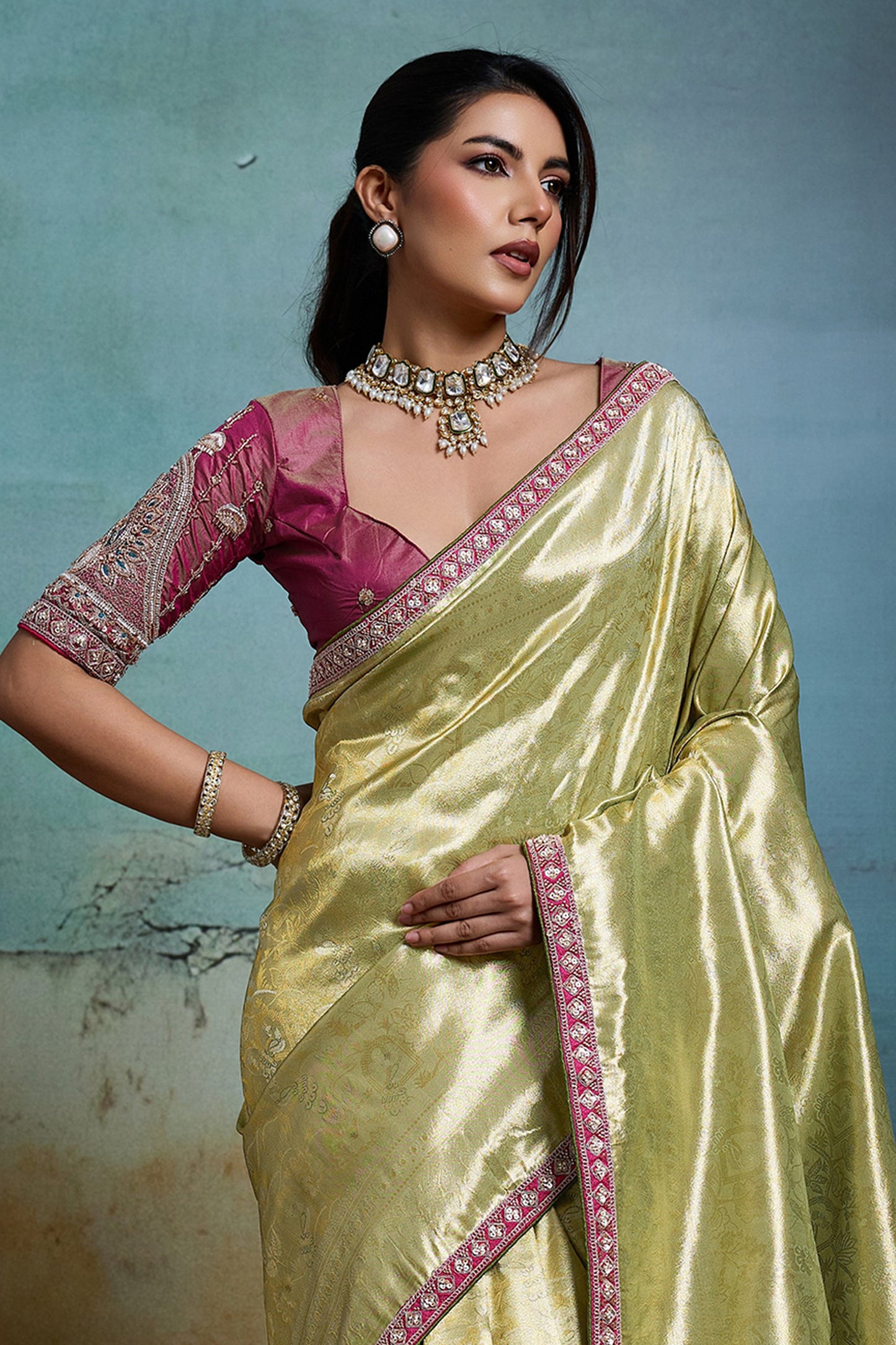 Green Woven Tissue Banarasi Saree-SAR12820_5_SareeButa.com