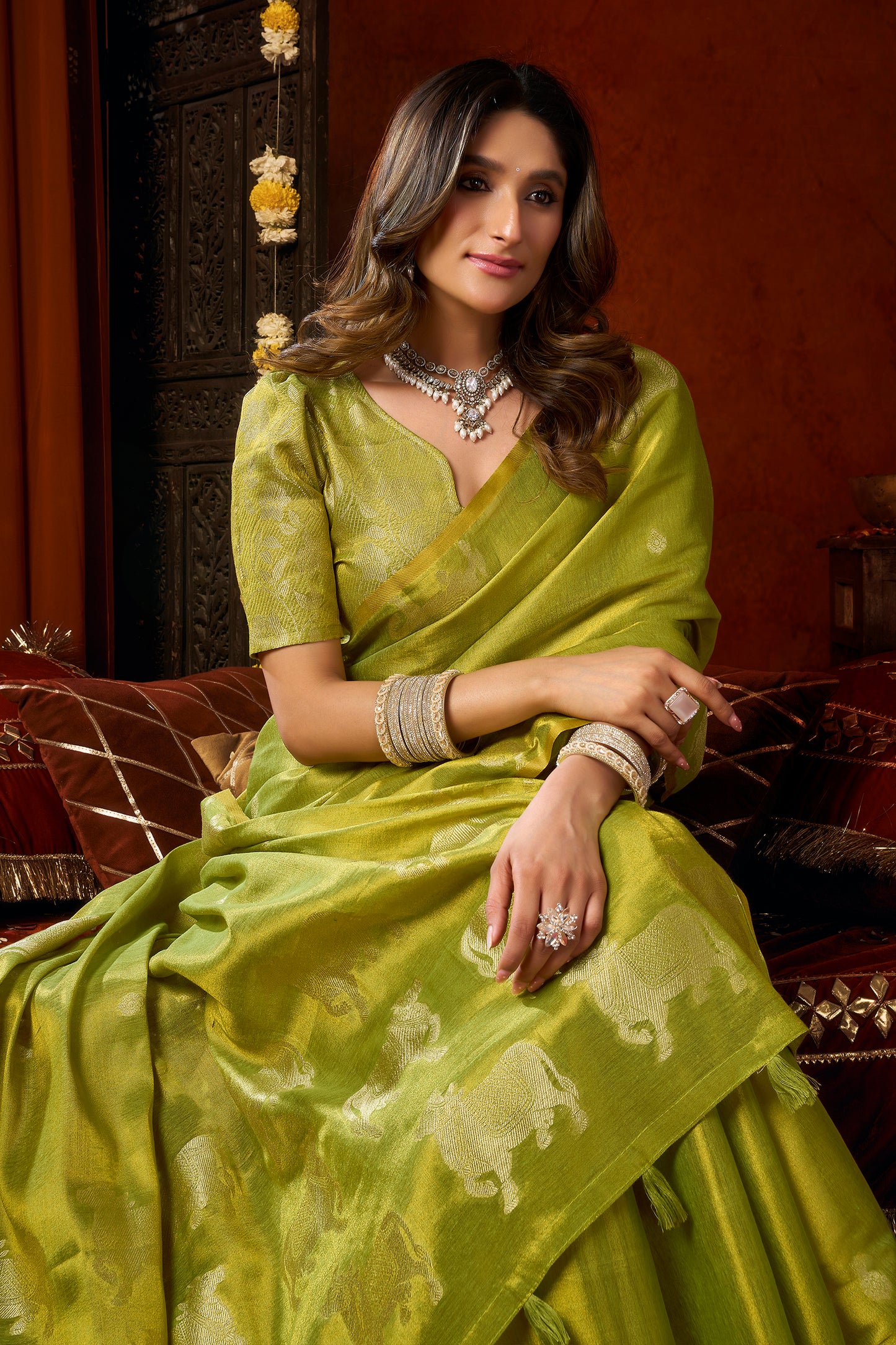Green Woven Tissue Saree-SAR12723_2_SareeButa.com