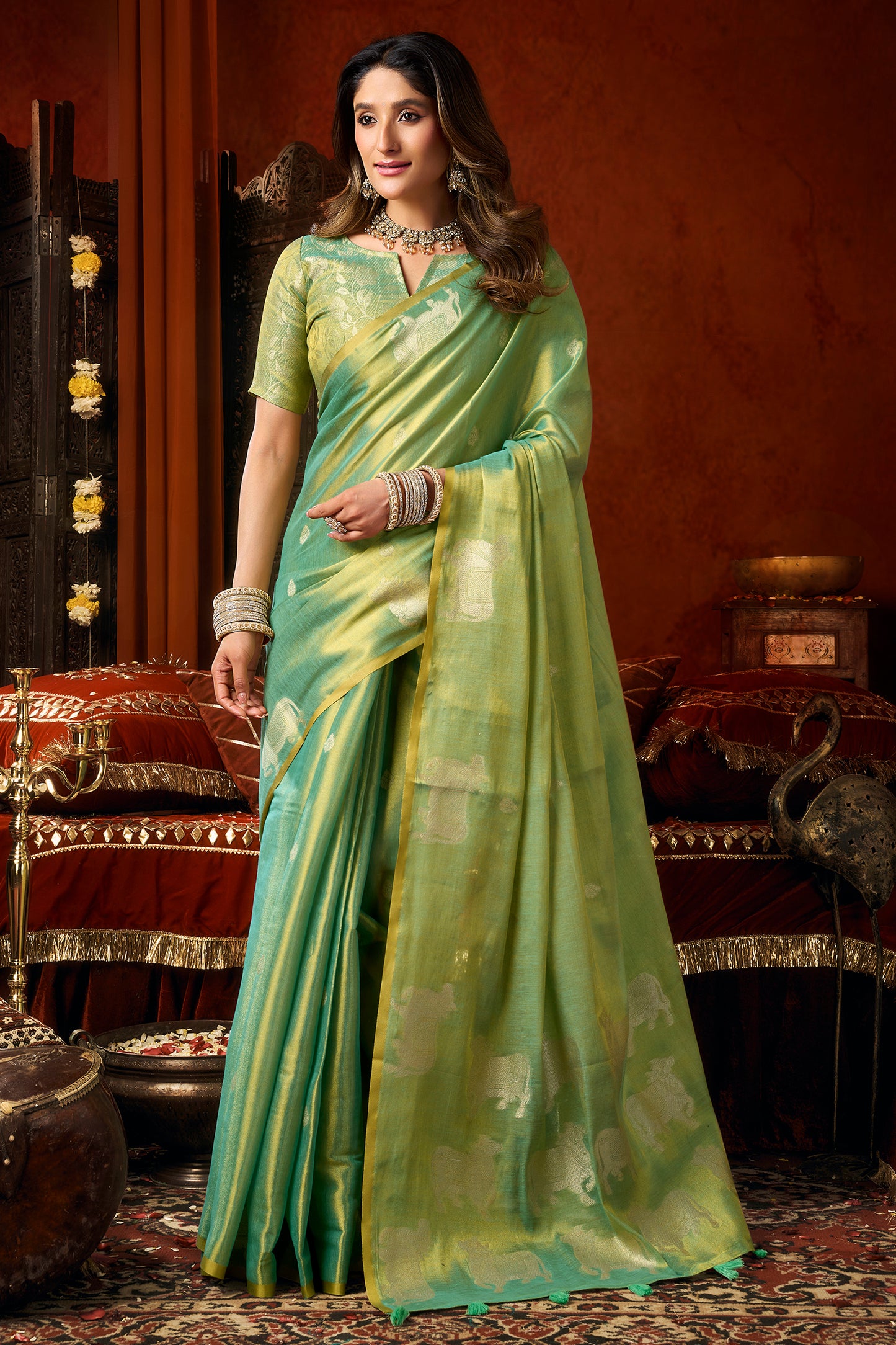Green Woven Tissue Saree-SAR12725_1_SareeButa.com