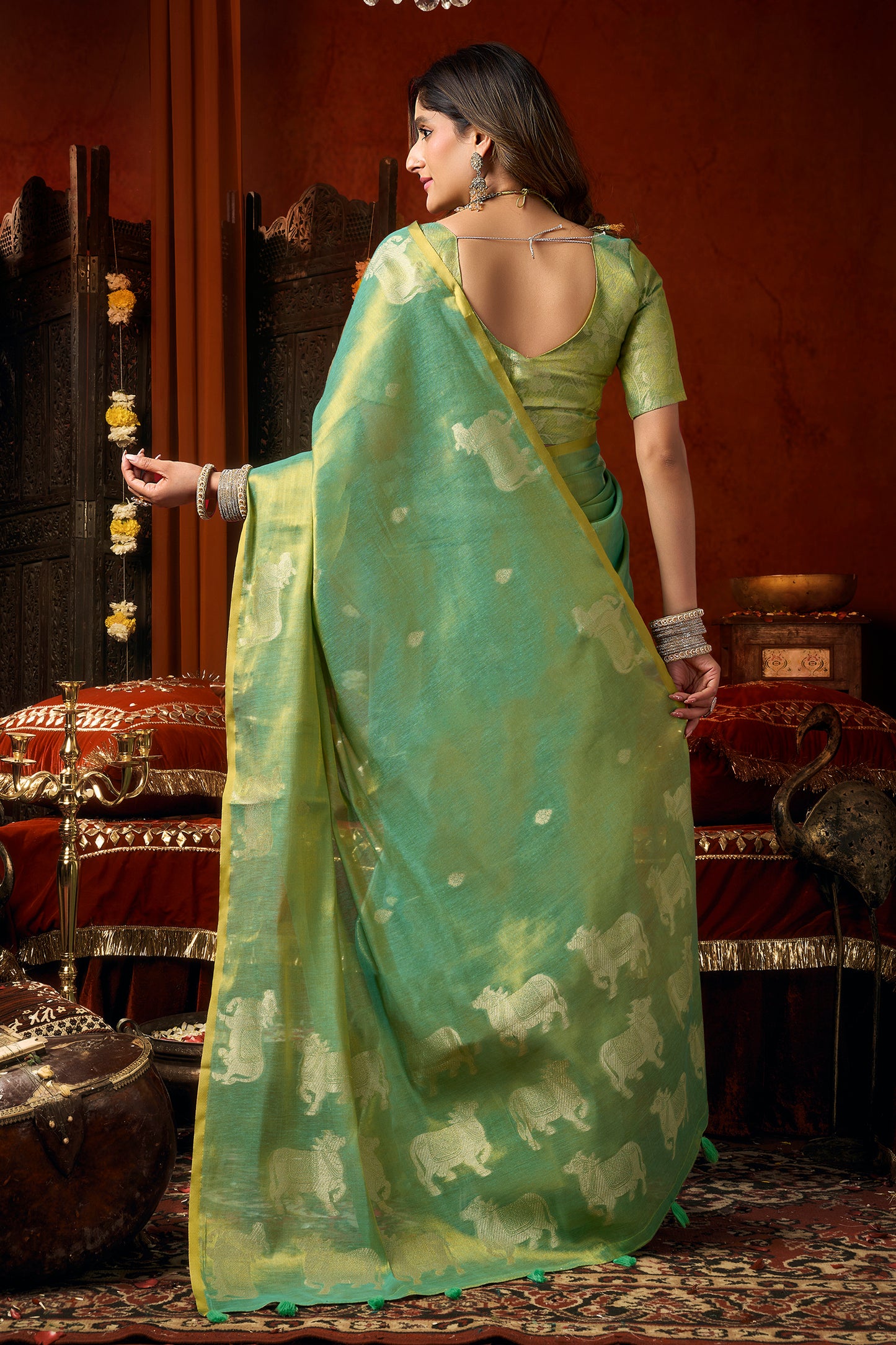 Green Woven Tissue Saree-SAR12725_5_SareeButa.com