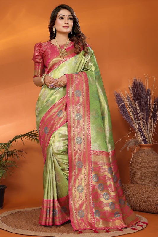 Green Woven Tissue Silk Paithani Saree-ZB134821_1_SareeButa.com