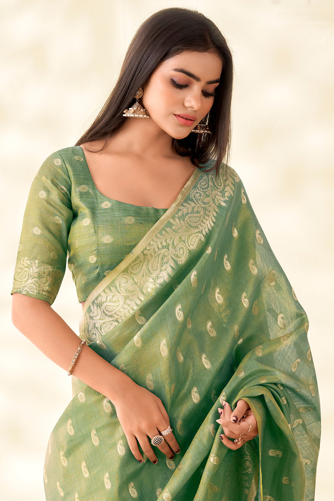 Green Woven Tissue Silk Saree-SAR10001_2_SareeButa.com