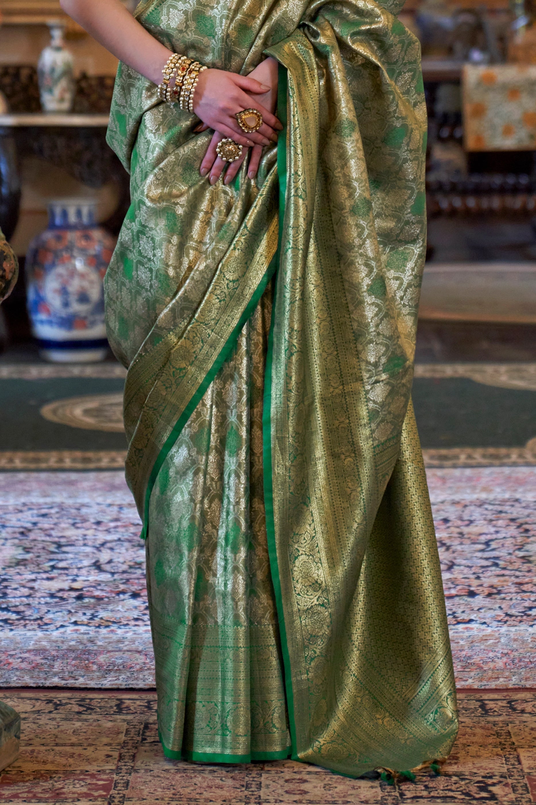 Green Woven Tissue Silk Saree-SAR11316_4_SareeButa.com