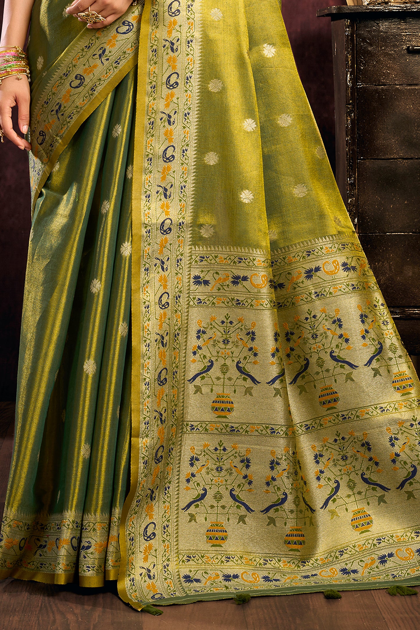 Green Woven Tissue Silk Saree-SAR13189_7_SareeButa.com