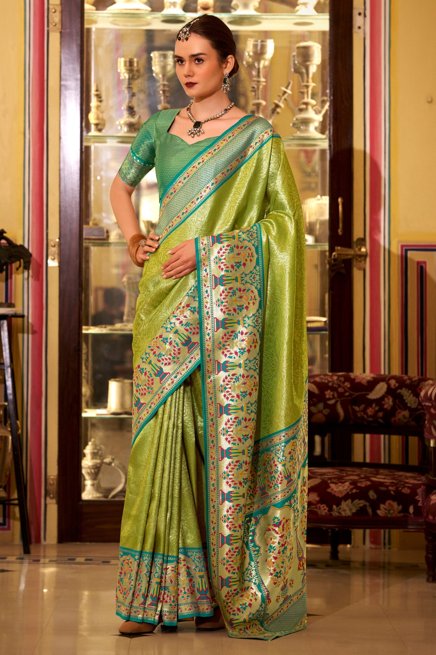 Green Woven Tissue Silk Saree-ZB134736_1_SareeButa.com