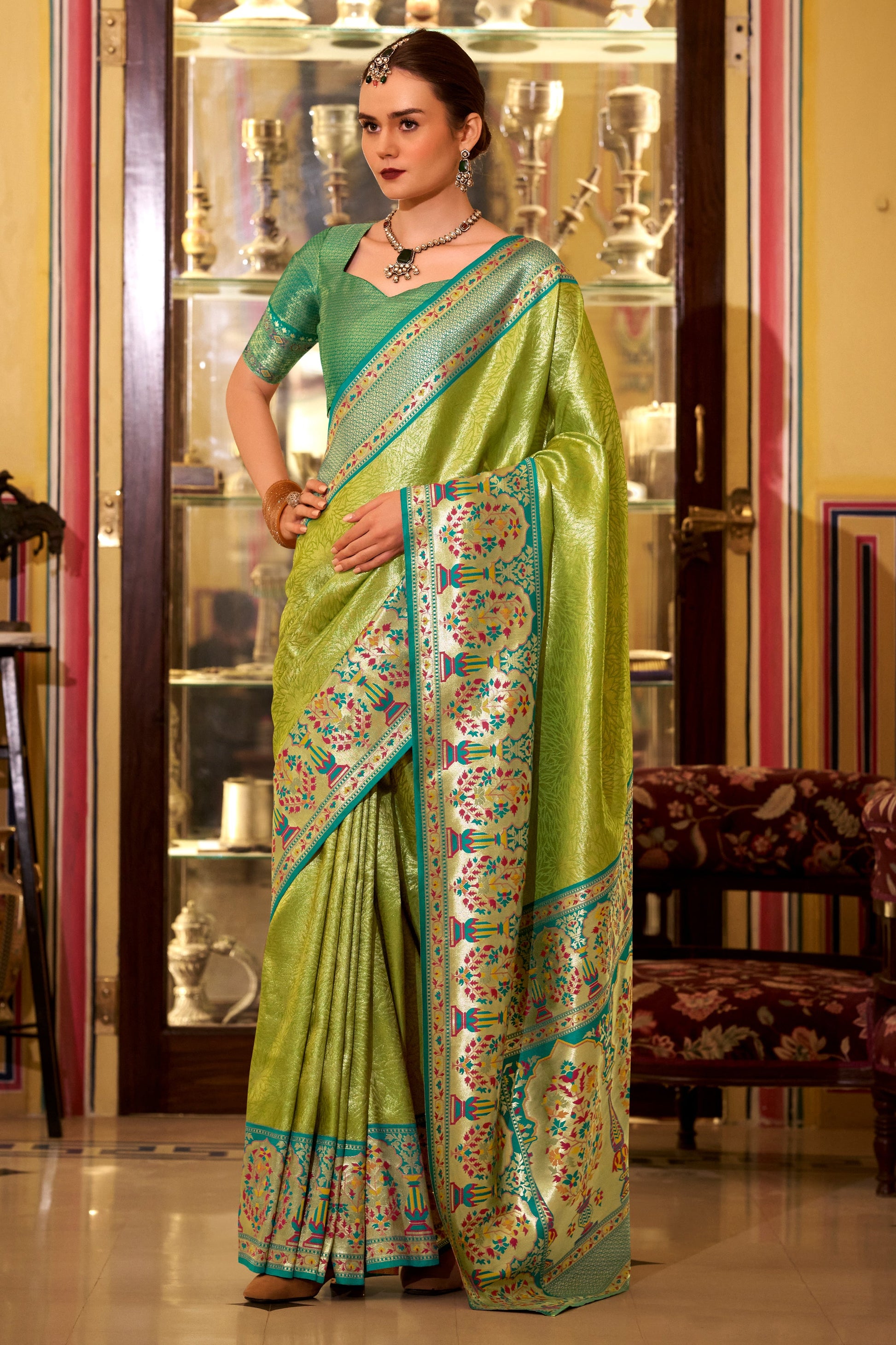 Green Woven Tissue Silk Saree-ZB134736_1_SareeButa.com