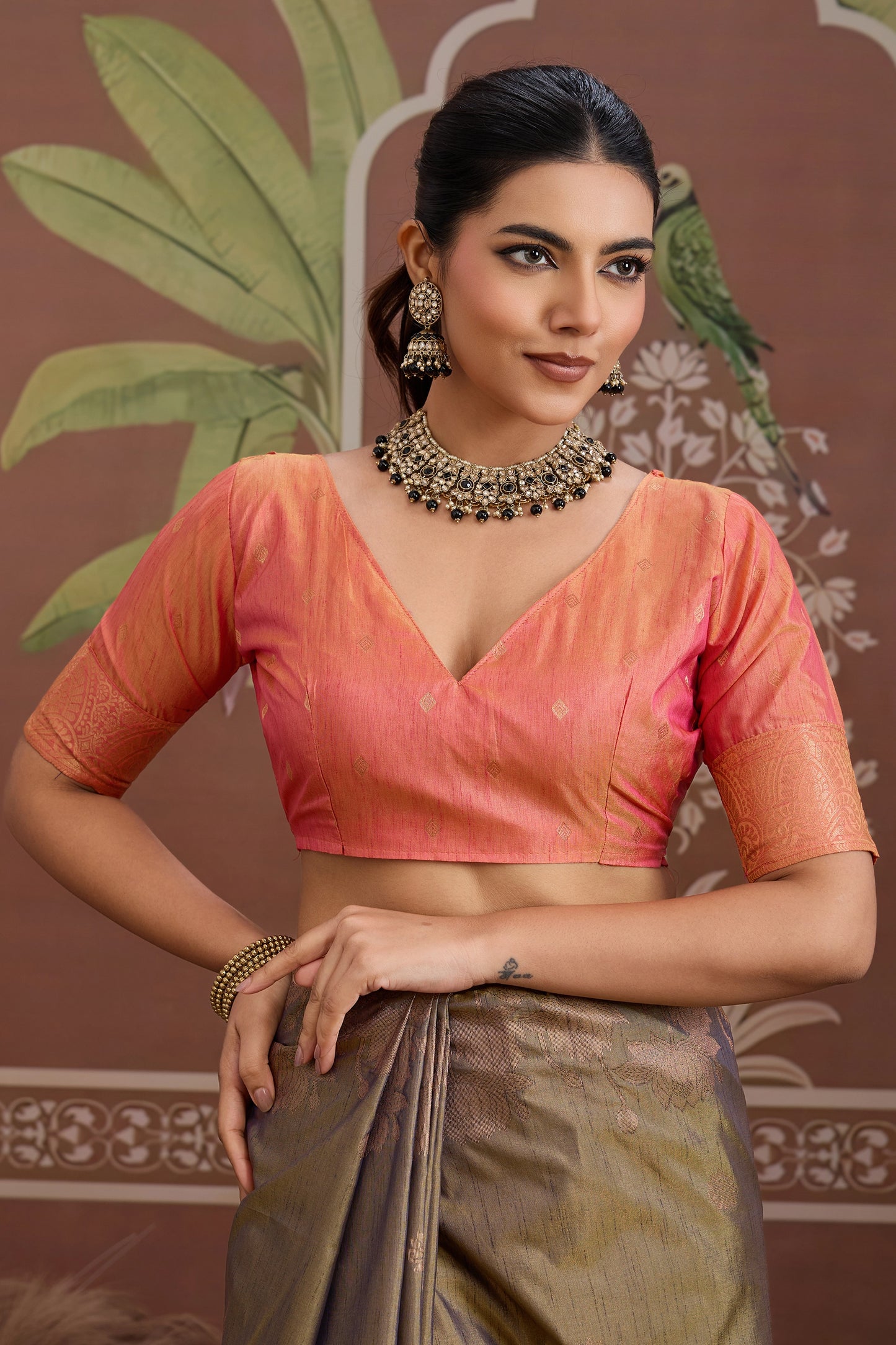 Green Woven Tussar Silk Saree-SAR12308_5_SareeButa.com