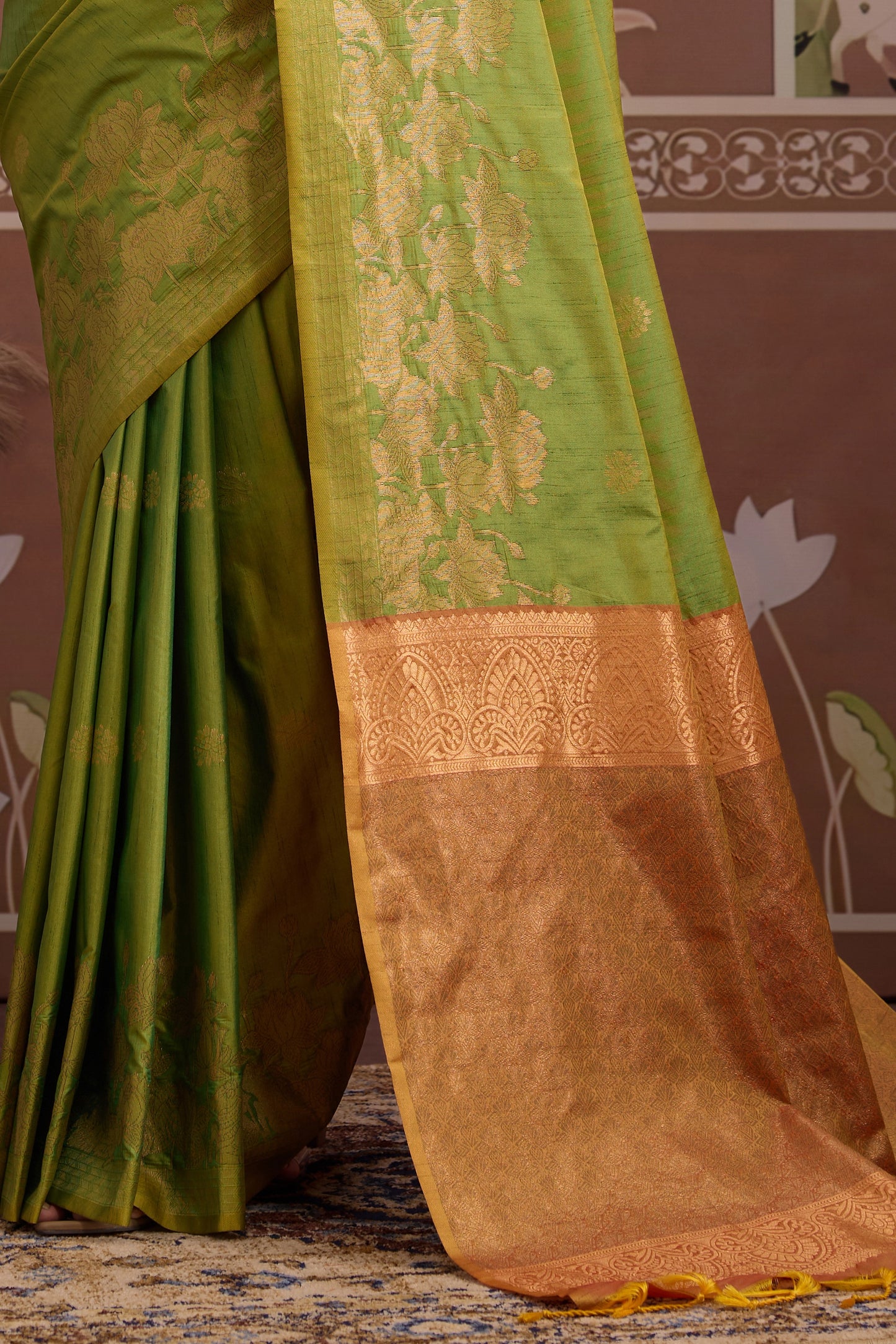 Green Woven Tussar Silk Saree-SAR12309_5_SareeButa.com