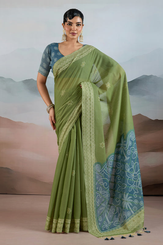 Green Woven Viscose Cotton Saree-SAR12306_1_SareeButa.com