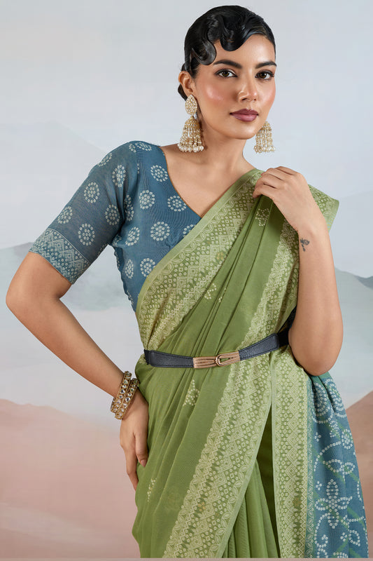 Green Woven Viscose Cotton Saree-SAR12306_2_SareeButa.com