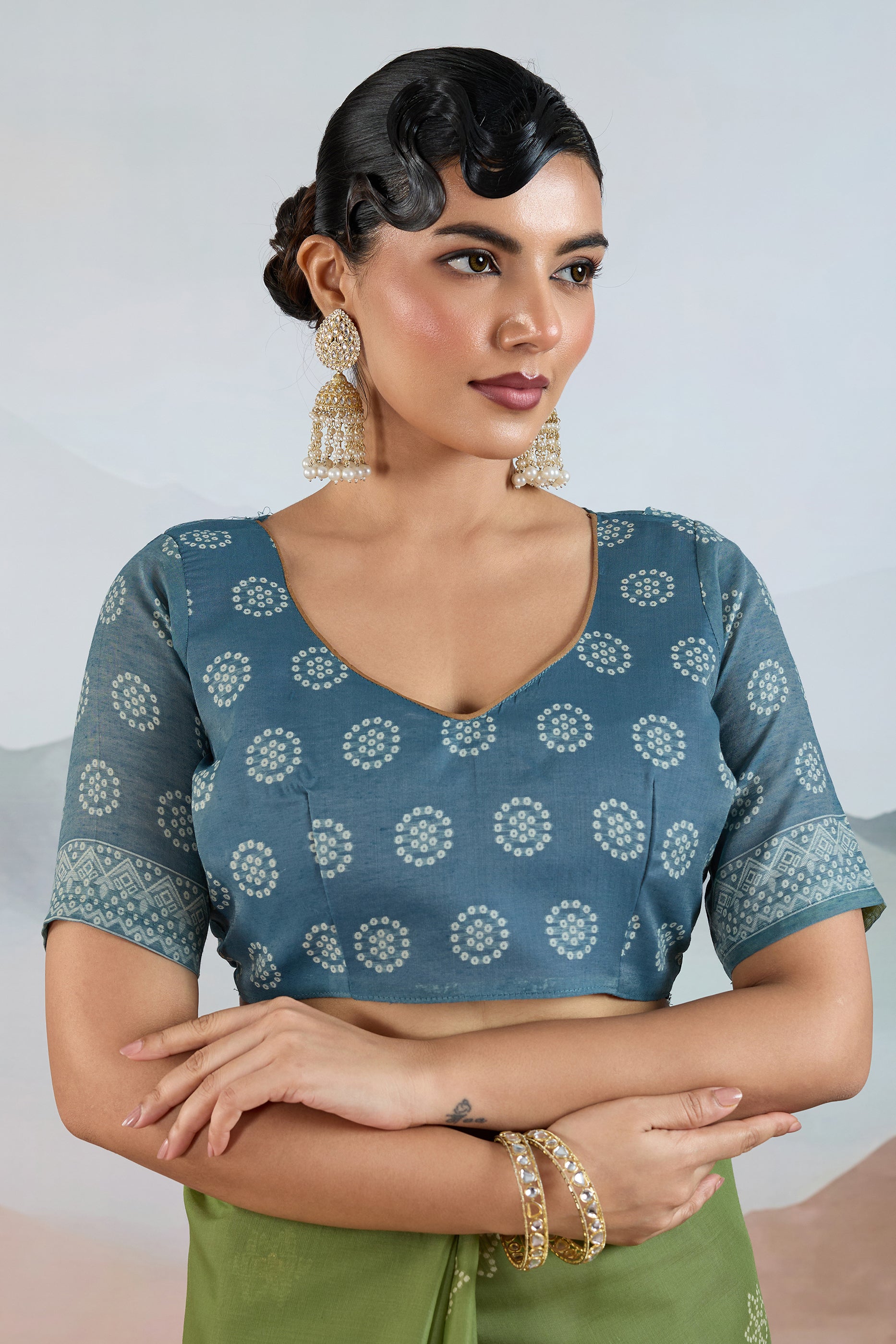 Green Woven Viscose Cotton Saree-SAR12306_3_SareeButa.com