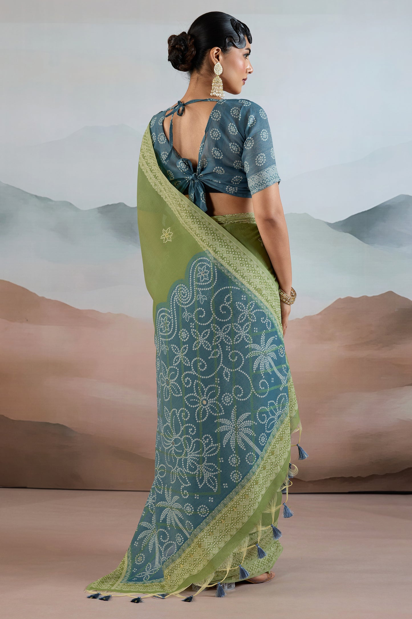 Green Woven Viscose Cotton Saree-SAR12306_5_SareeButa.com