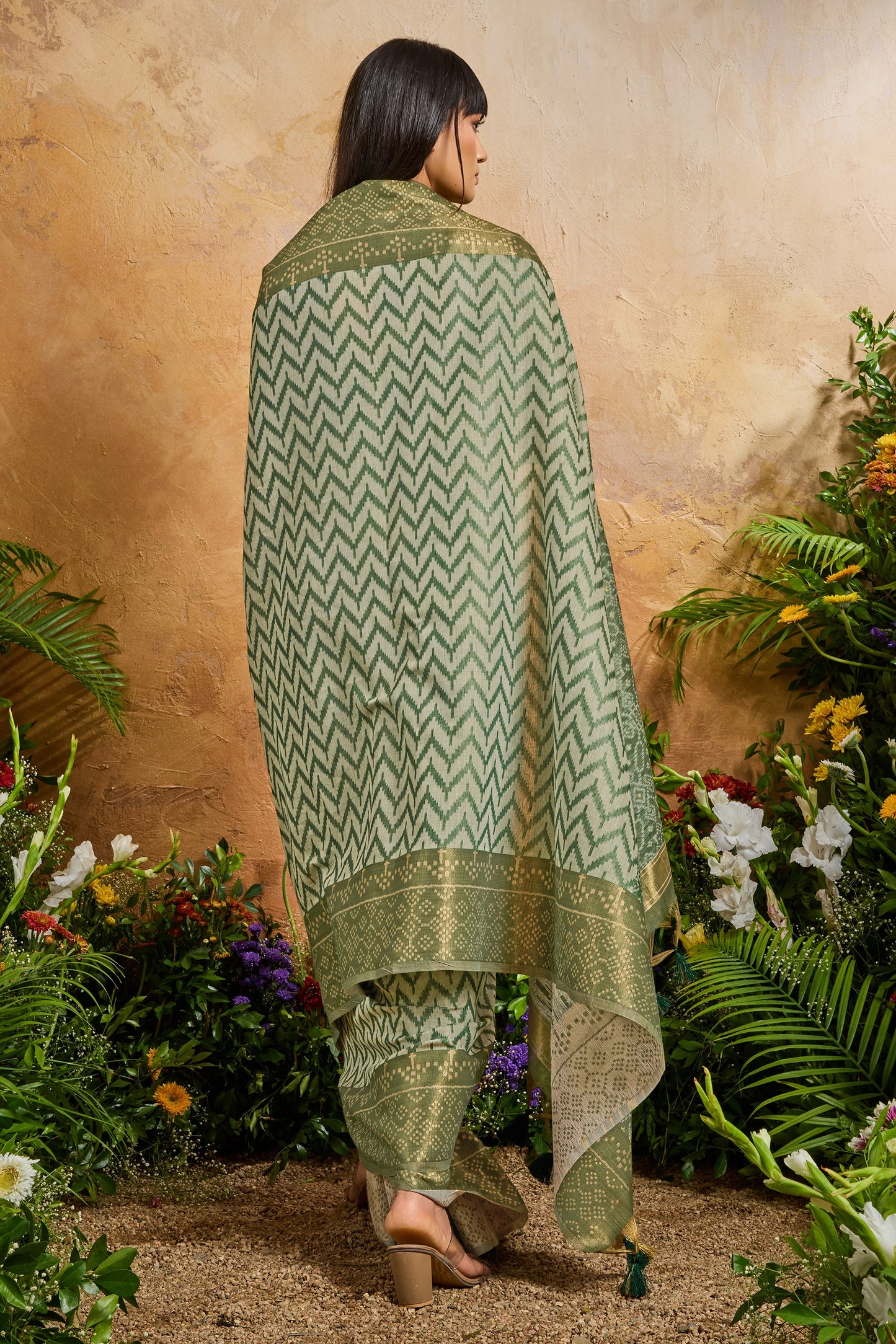 Green Woven Viscose Cotton Saree-SAR12325_3_SareeButa.com