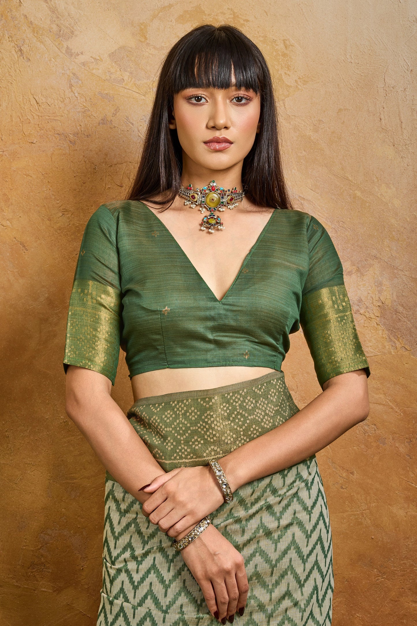 Green Woven Viscose Cotton Saree-SAR12325_5_SareeButa.com