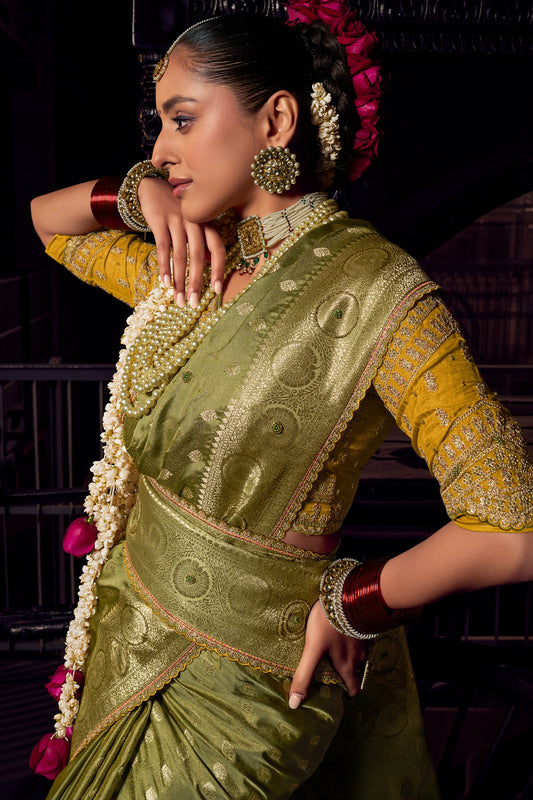 Green Woven Viscose Tissue Saree-ZB134654_2_SareeButa.com