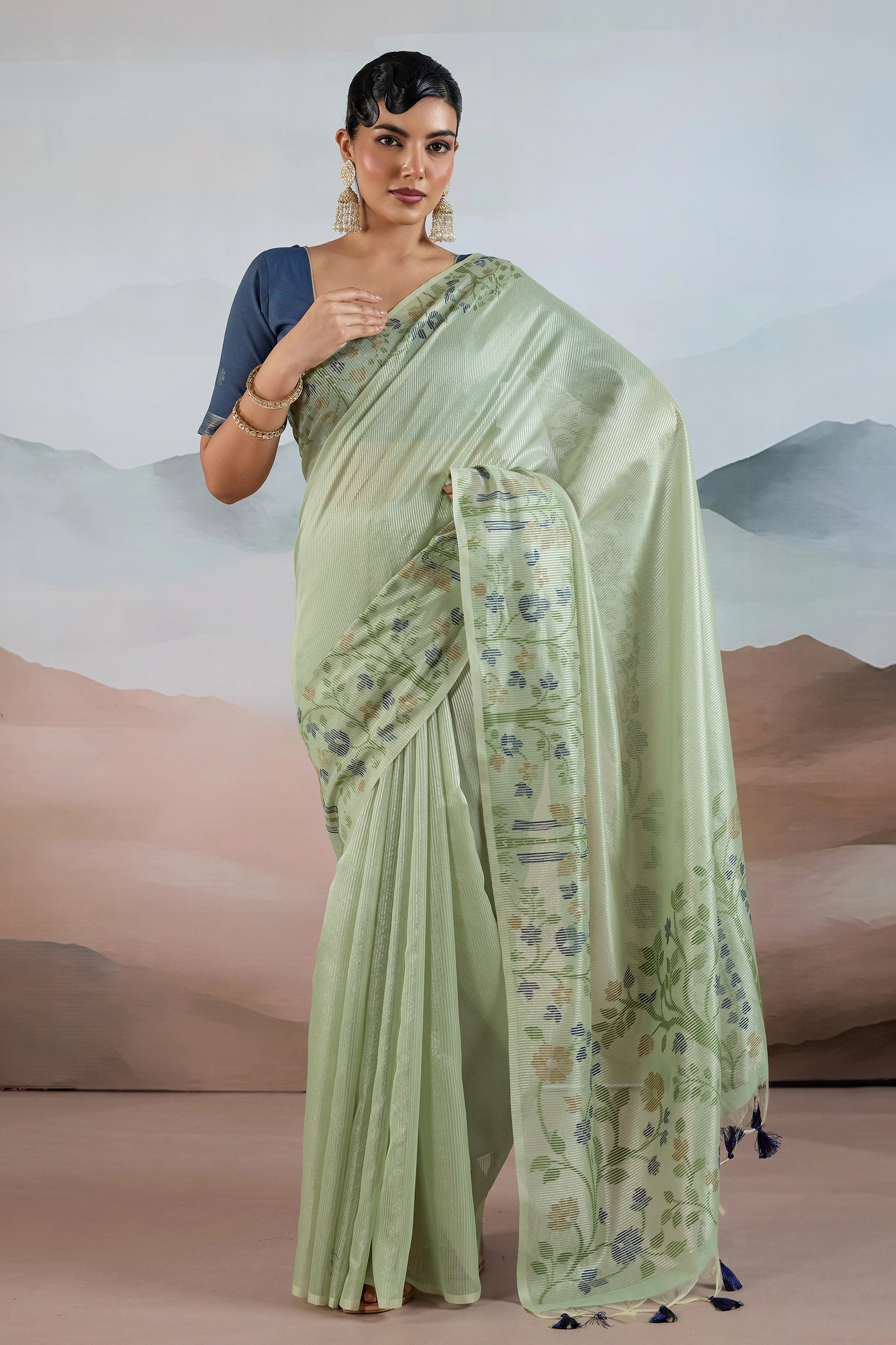 Green Zari Tissue Brasso saree-SAR12298_1_SareeButa.com