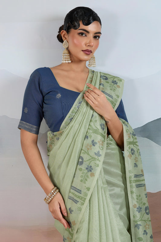 Green Zari Tissue Brasso saree-SAR12298_2_SareeButa.com