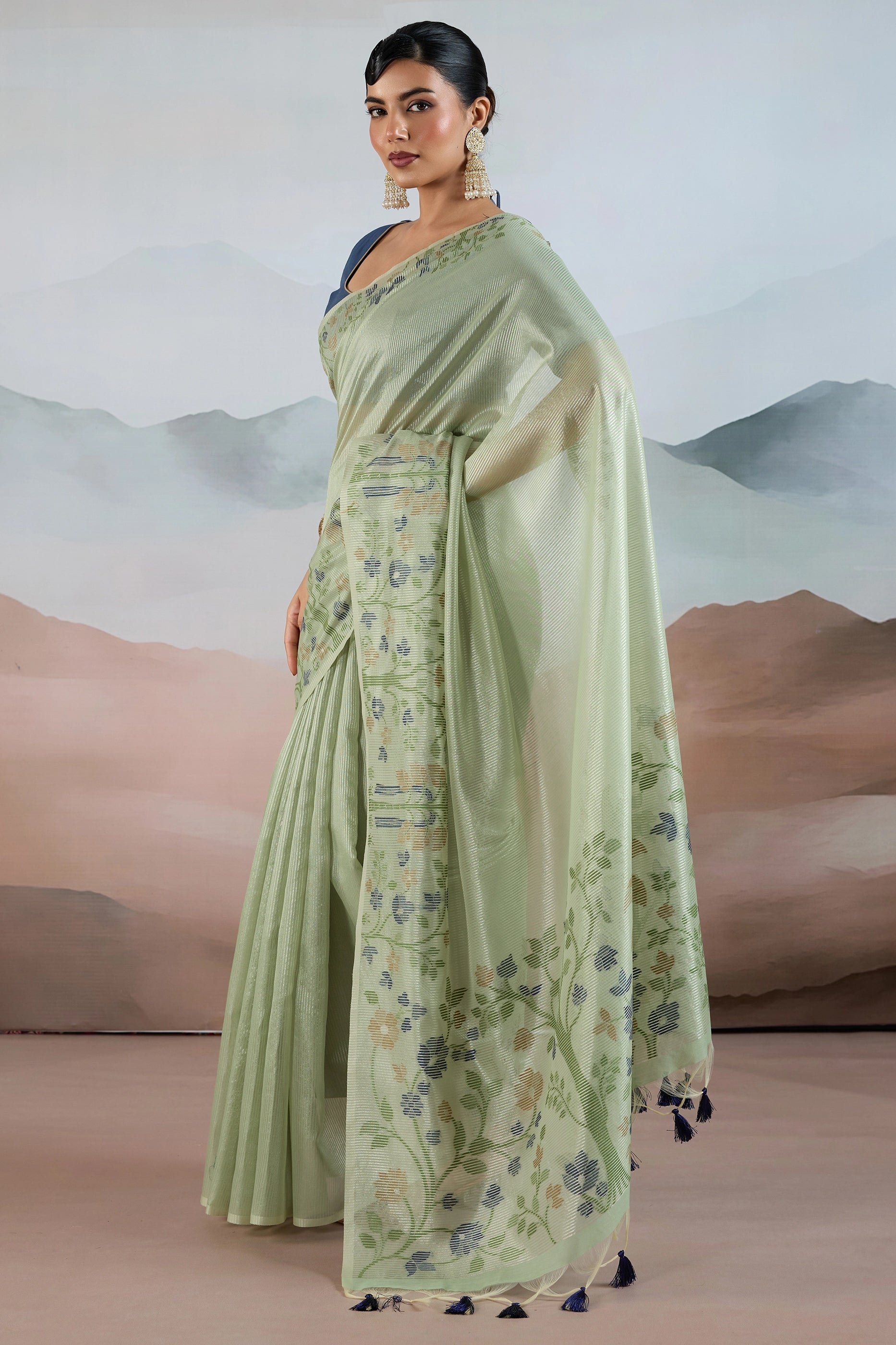 Green Zari Tissue Brasso saree-SAR12298_3_SareeButa.com