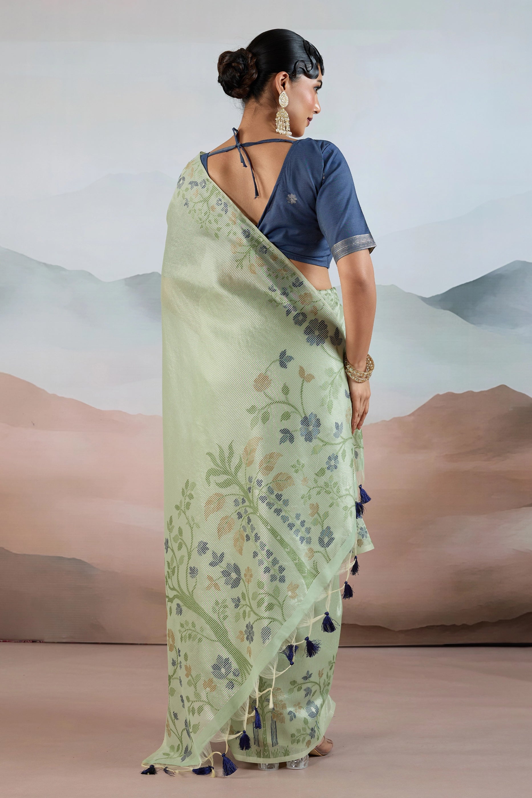 Green Zari Tissue Brasso saree-SAR12298_5_SareeButa.com