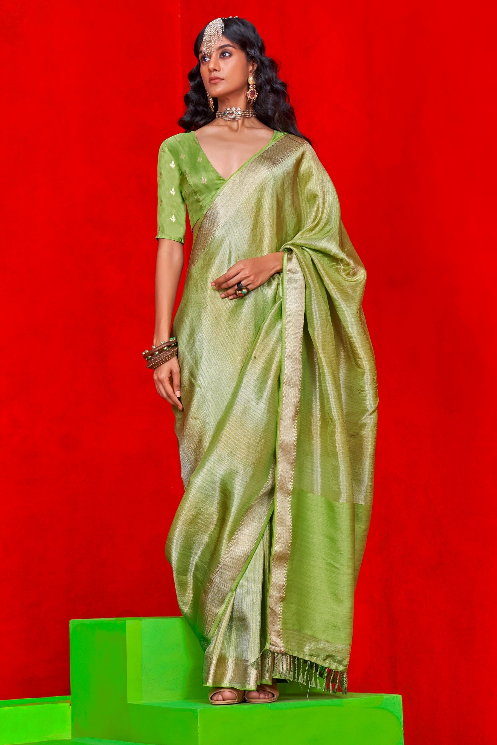 Green Zari Work Viscose Tissue Saree-ZB133875_1_SareeButa.com