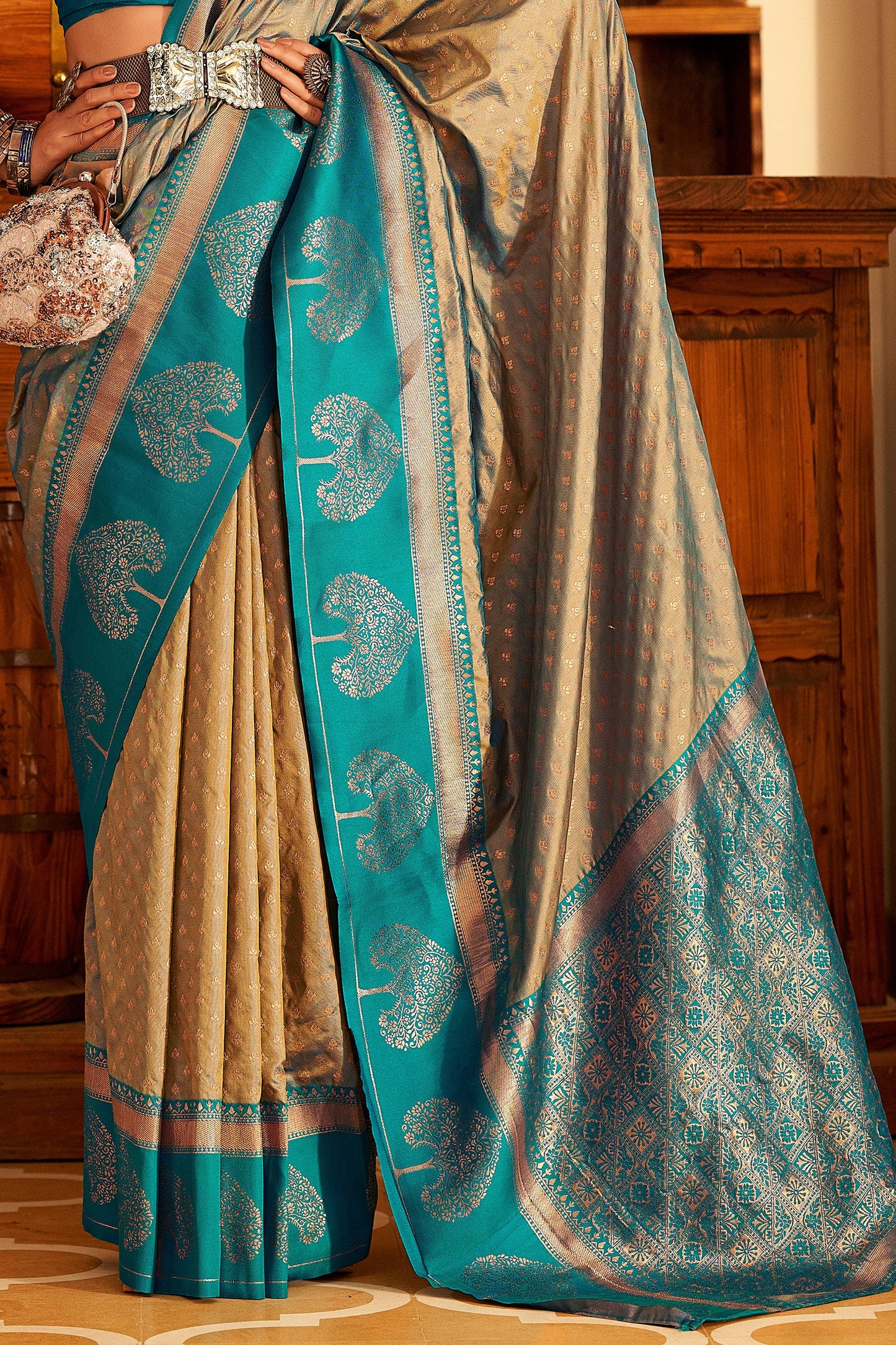 Grey Banarasi Silk Saree-ZB133020_4_SareeButa.com