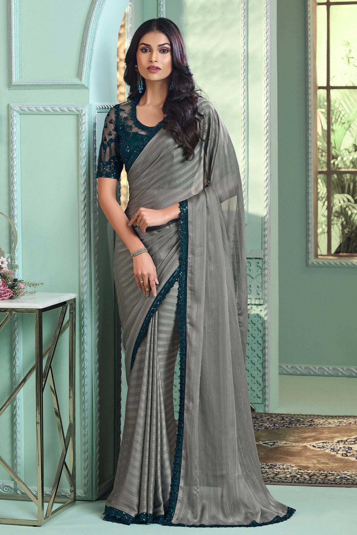 Grey Georgette Silk Saree-ZB131724_1