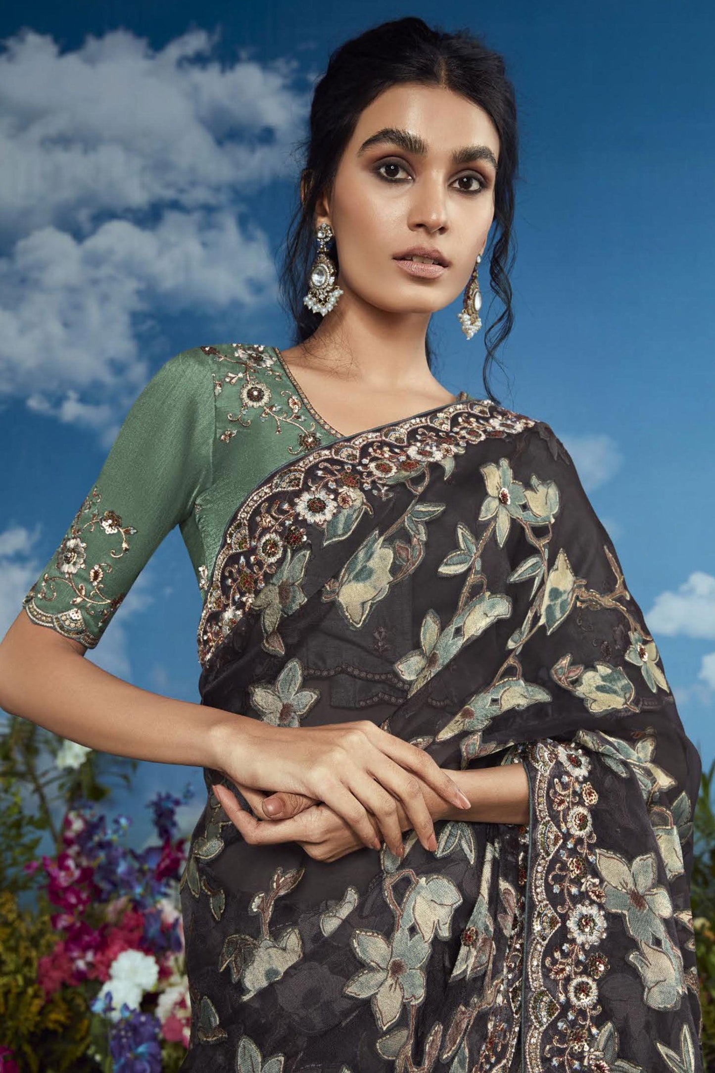 Grey Organza Brasso Saree-ZB132893_2_SareeButa.com