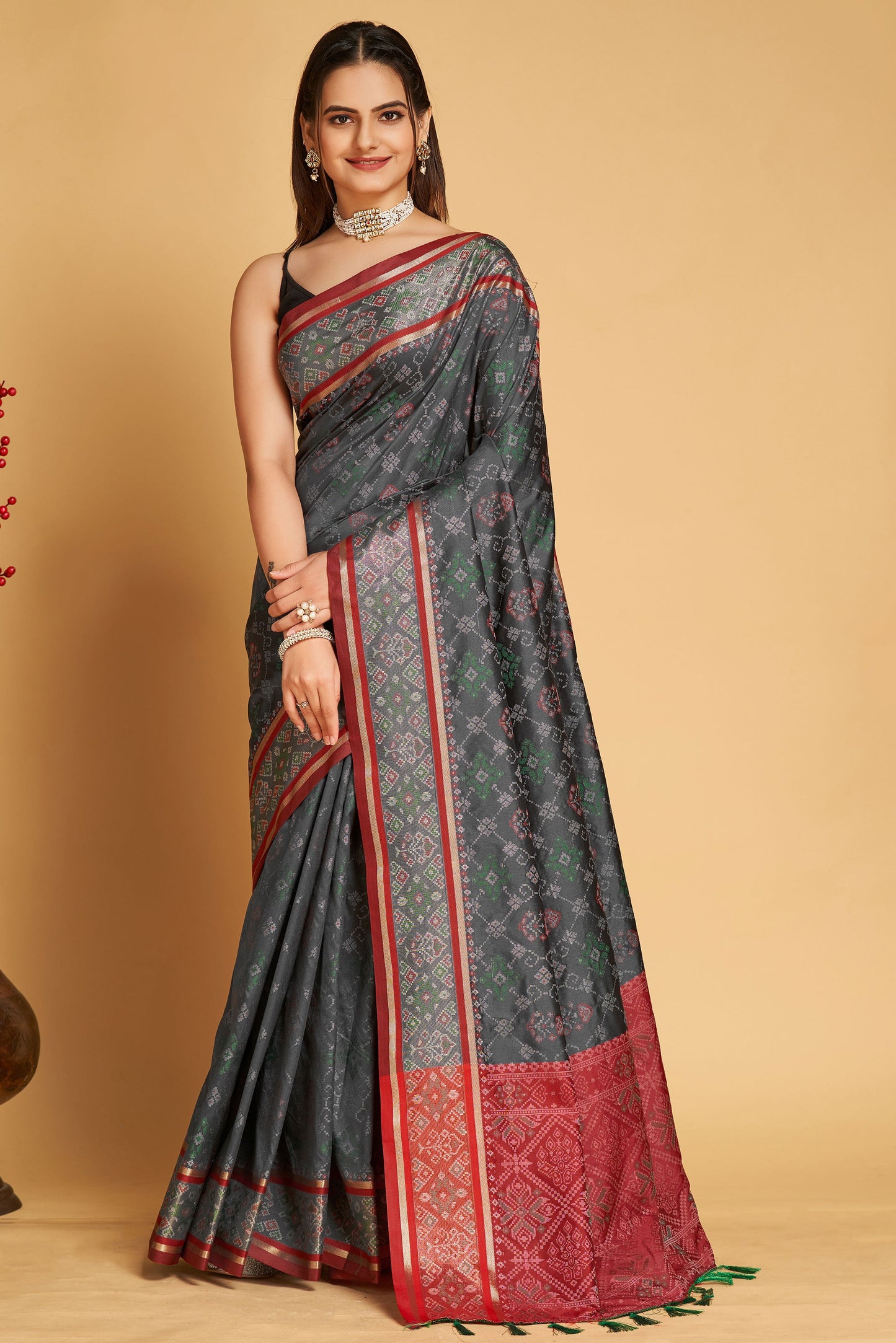 Grey Patola Silk Saree-ZB130545_1