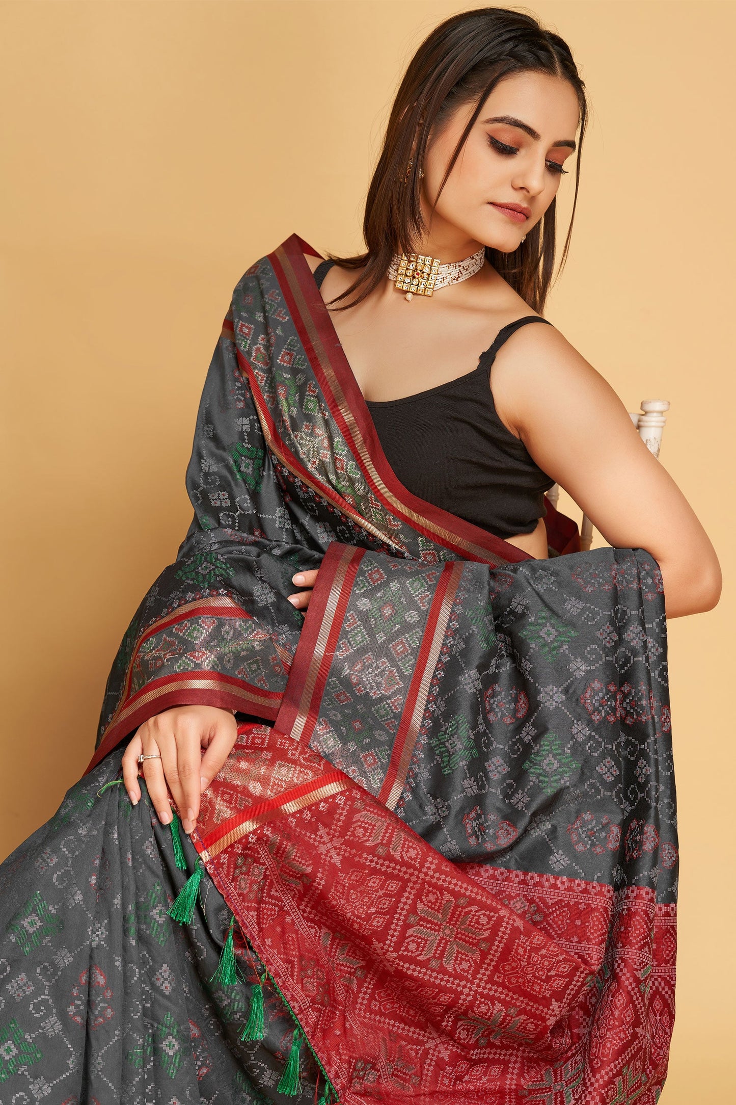 Grey Patola Silk Saree-ZB130545_2