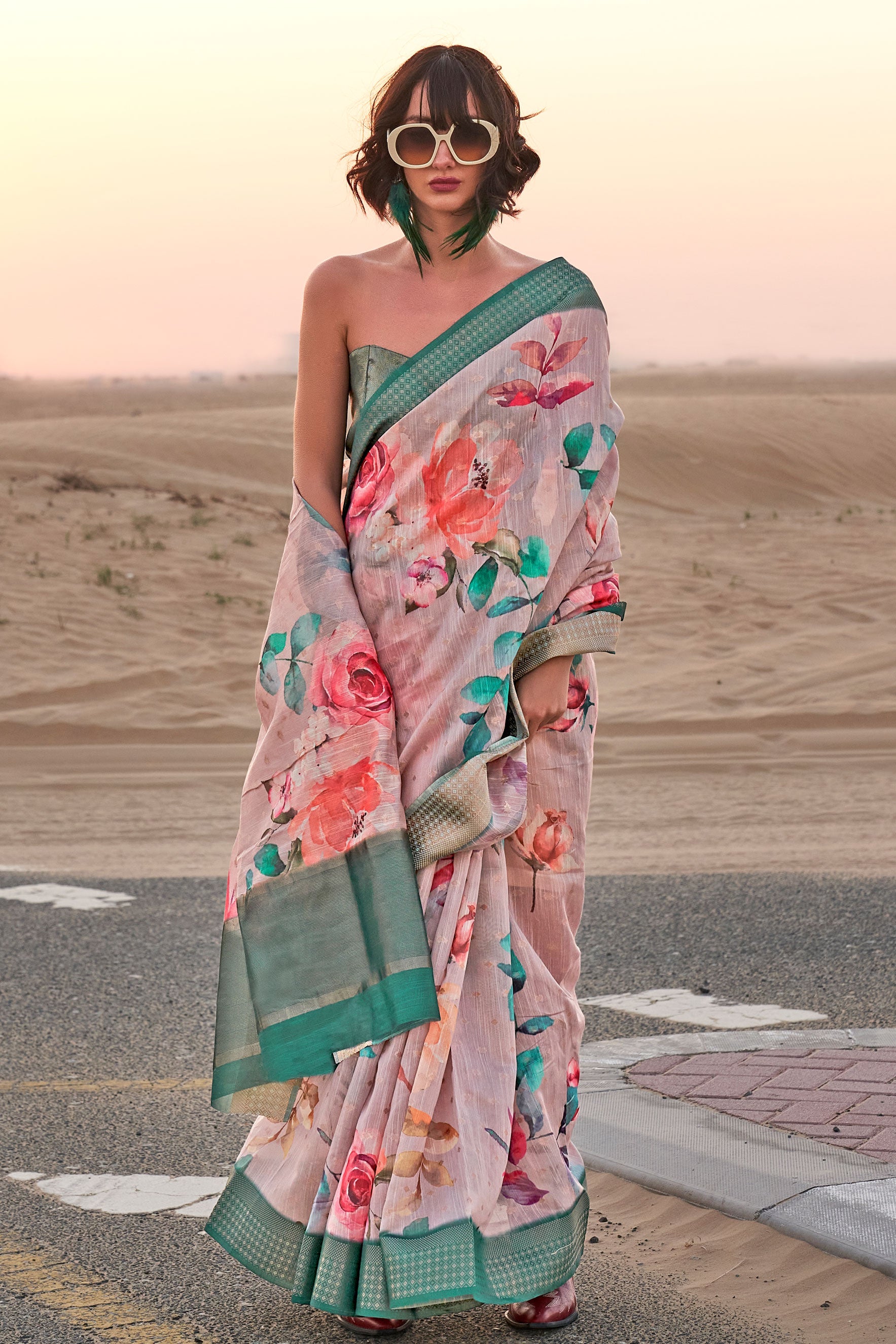 grey-printed-linen-saree-zb131740_2_SareeButa.com