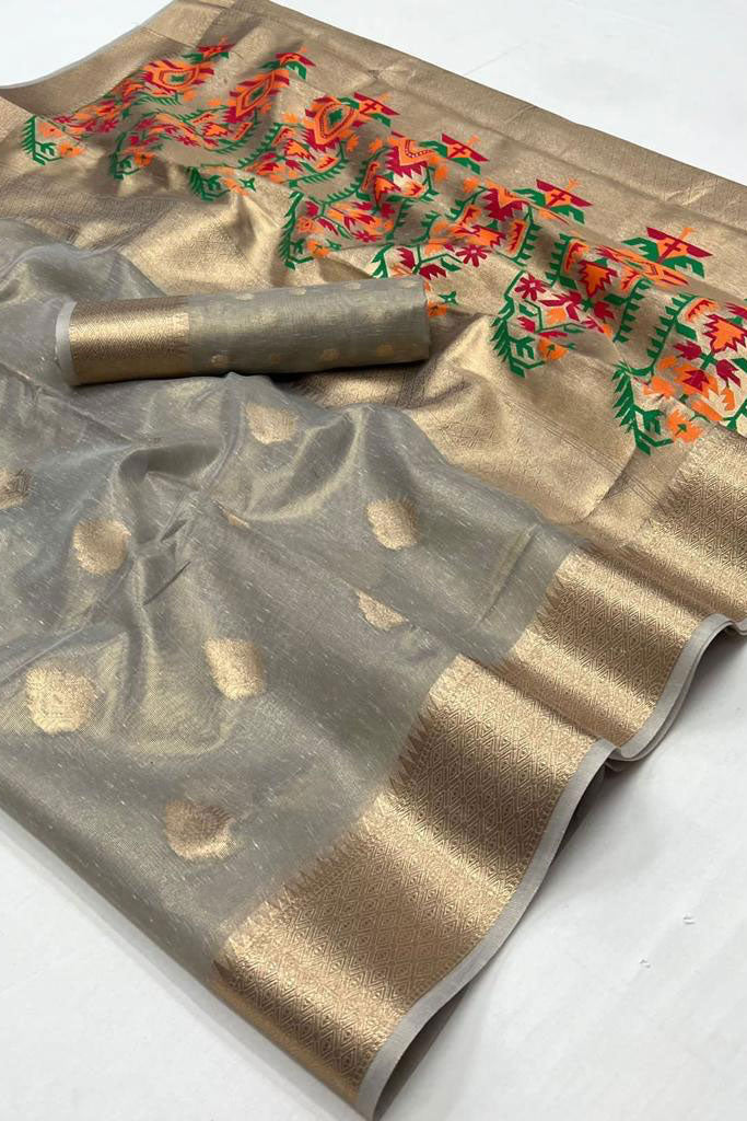 Grey Tissue Paithani Saree-ZB140542_3