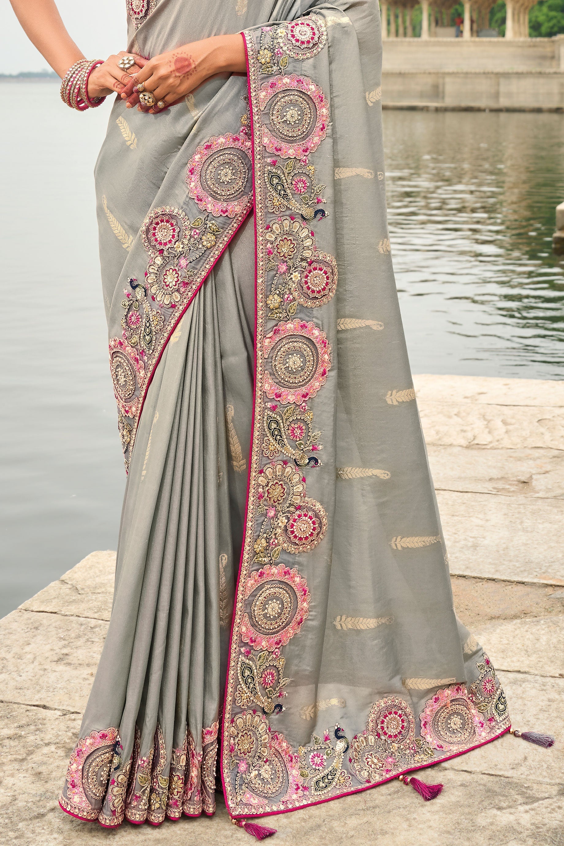 Grey Woven Banarasi Saree-ZB133314_4_SareeButa.com