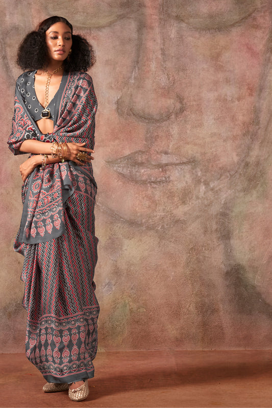 Grey Ajarakh Print Satin Georgette Saree-SAR12433_2_SareeButa.com