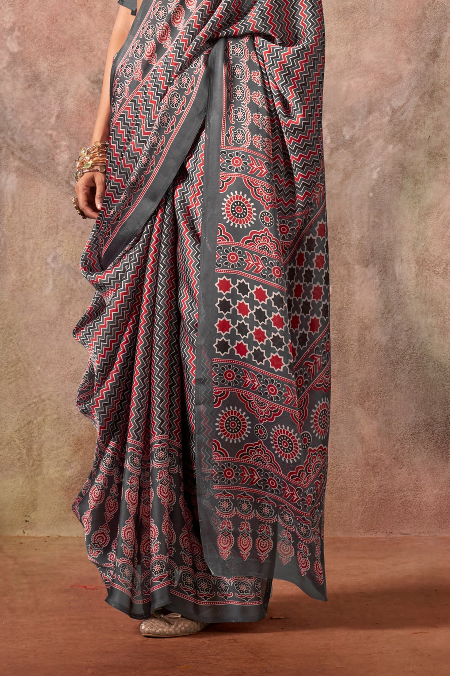 Grey Ajarakh Print Satin Georgette Saree-SAR12433_4_SareeButa.com
