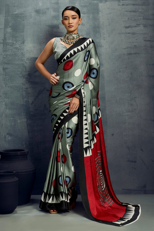 Grey Ajrakh Print Satin Saree-SAR11923_1_SareeButa.com