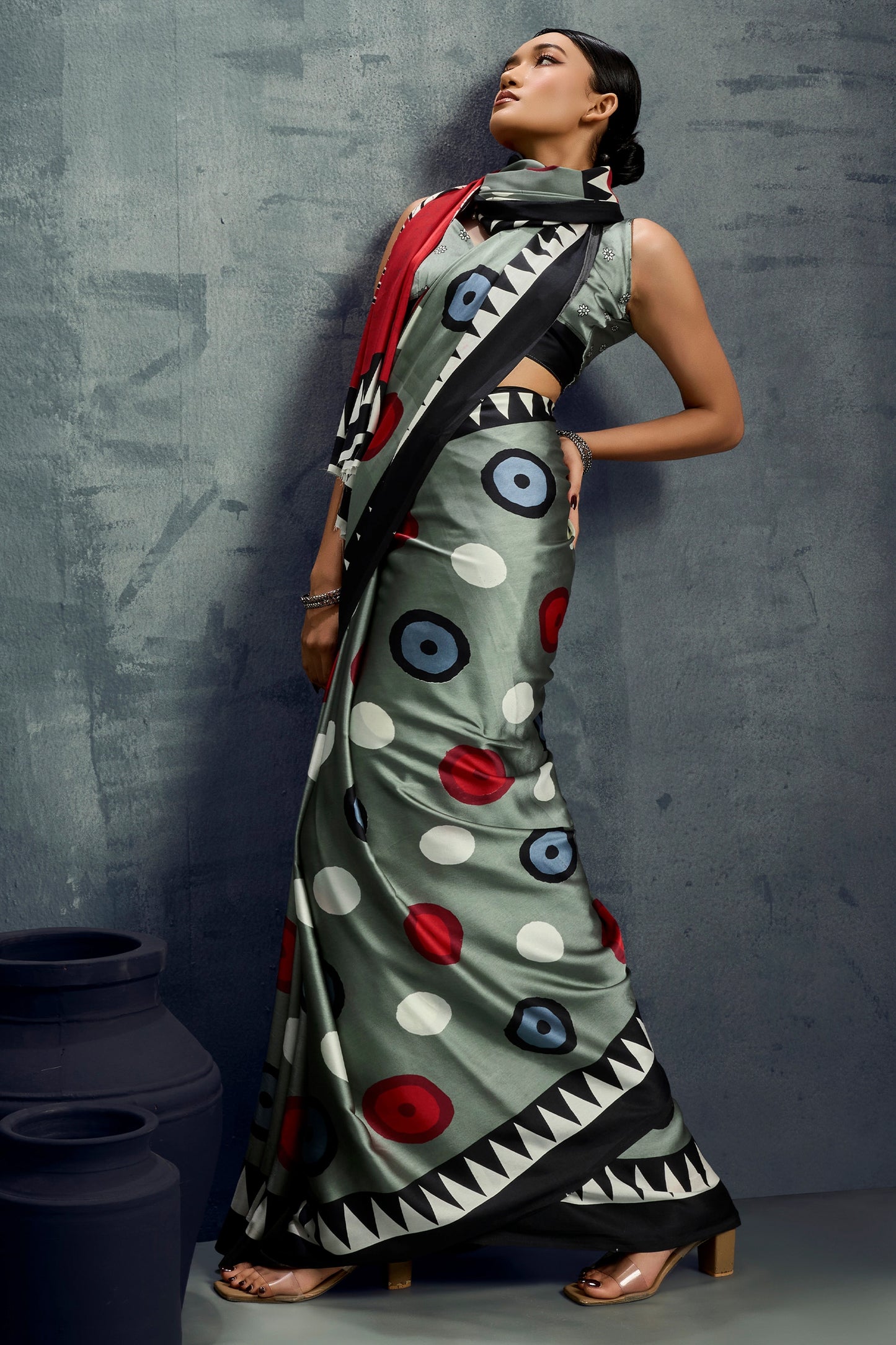 Grey Ajrakh Print Satin Saree-SAR11923_3_SareeButa.com