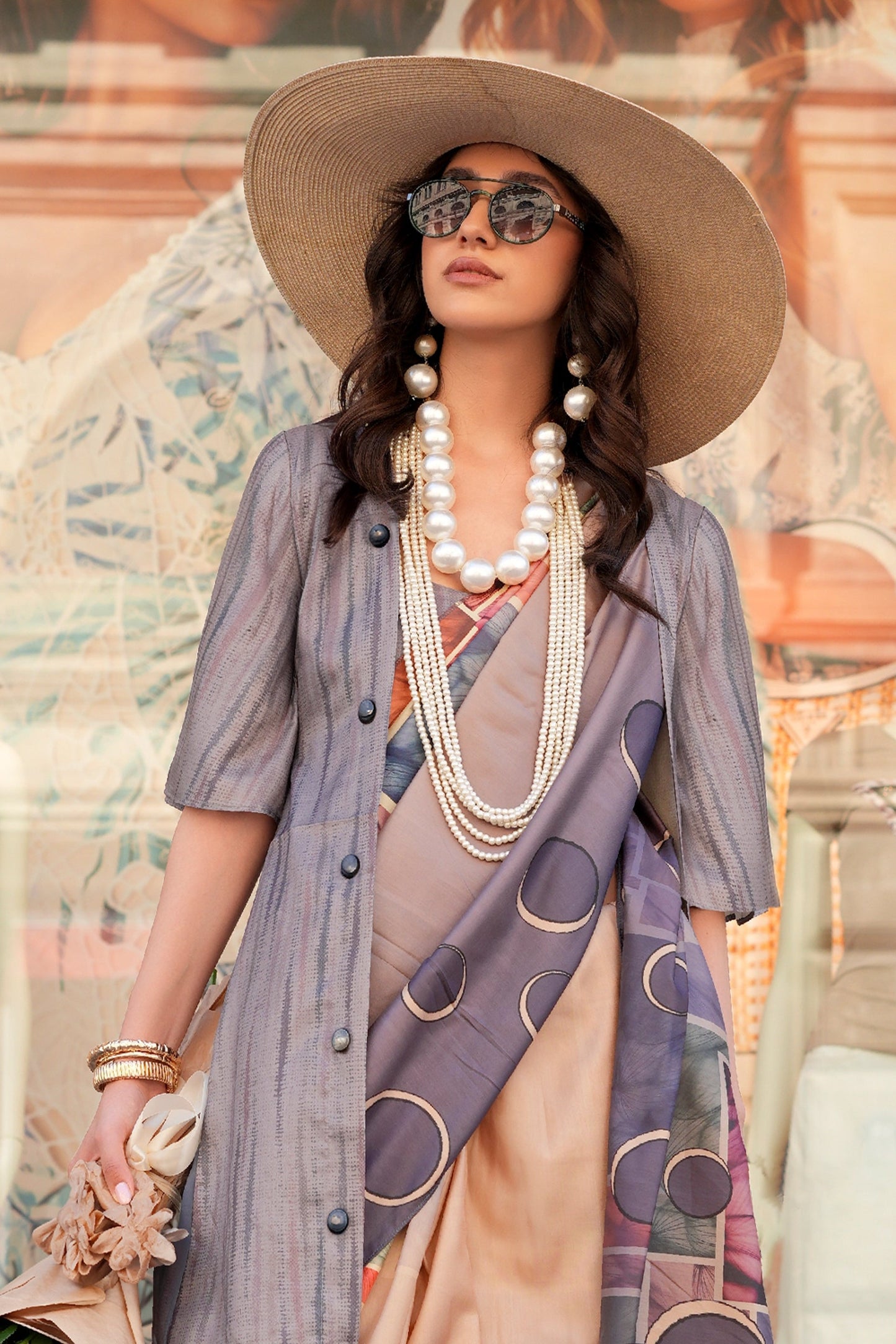 Grey And Beige Printed Silk Saree-SAR11360_3_SareeButa.com