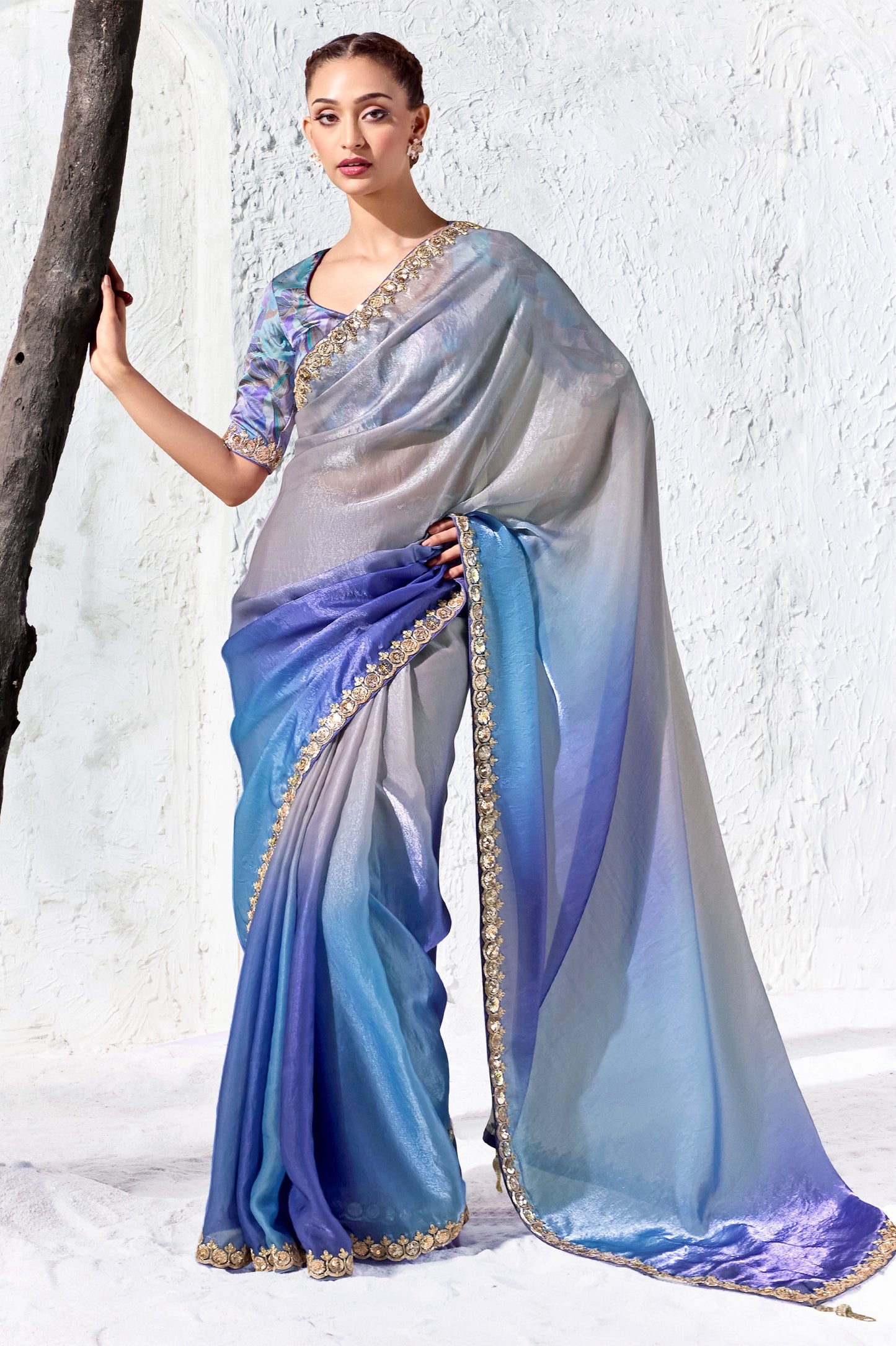 Grey And Blue Embroidered Tissue Silk Saree-SAR13148_1_SareeButa.com