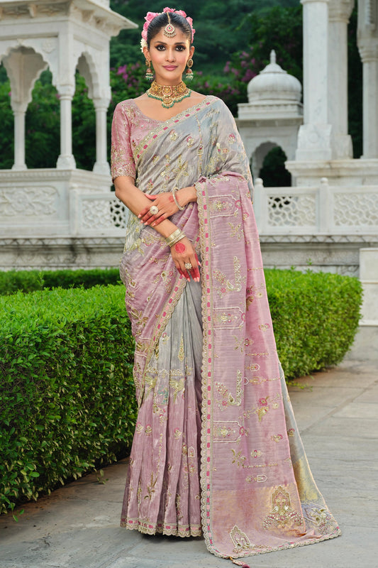 Grey And Pink Embroidered Silk Saree-SAR11388_1_SareeButa.com