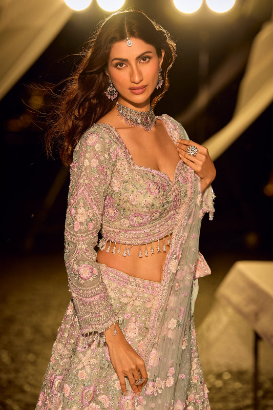 Grey And Pink Readymade Embroidered Net Lehenga-SAR11244_2_SareeButa.com