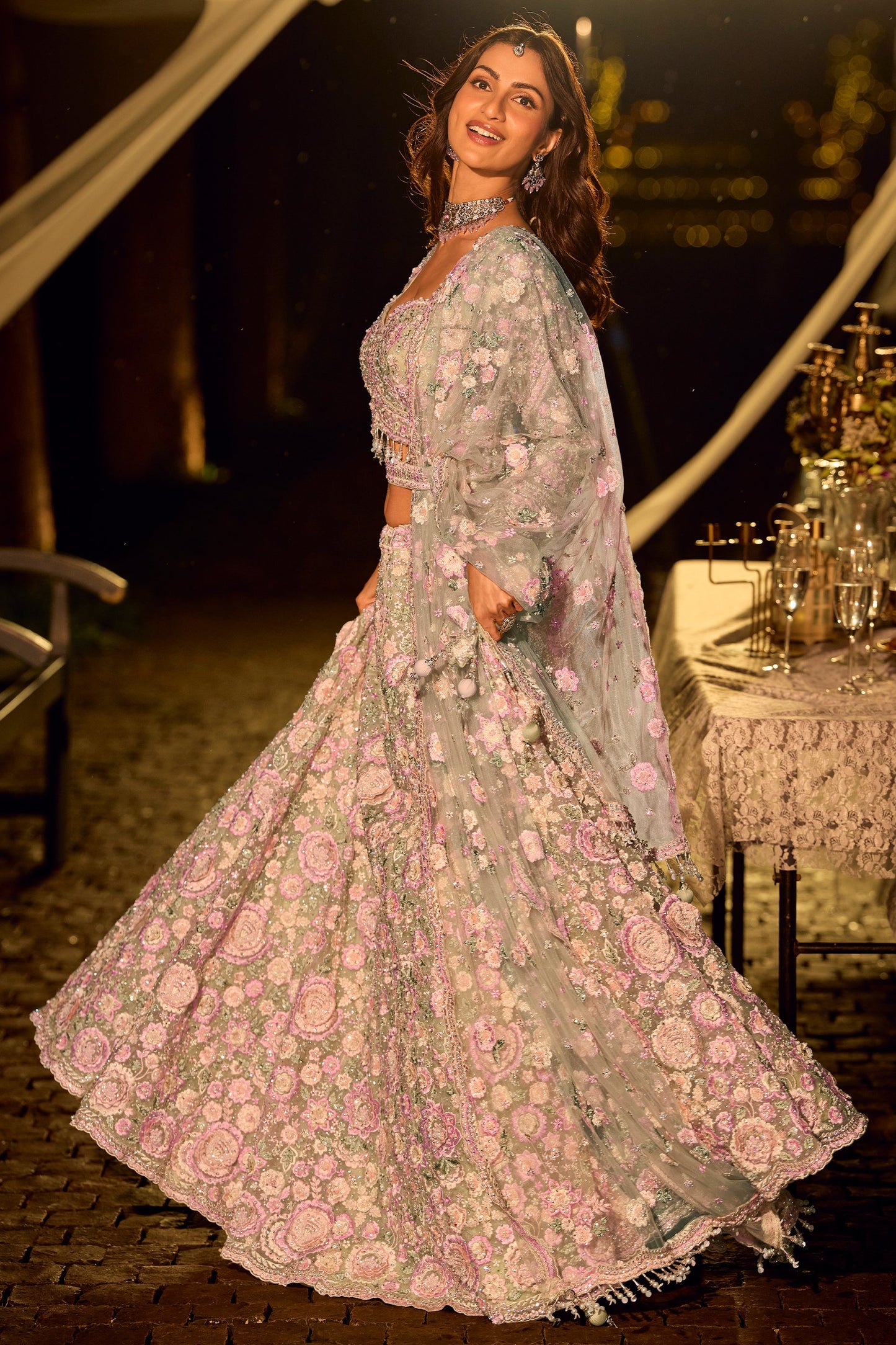 Grey And Pink Readymade Embroidered Net Lehenga-SAR11244_4_SareeButa.com