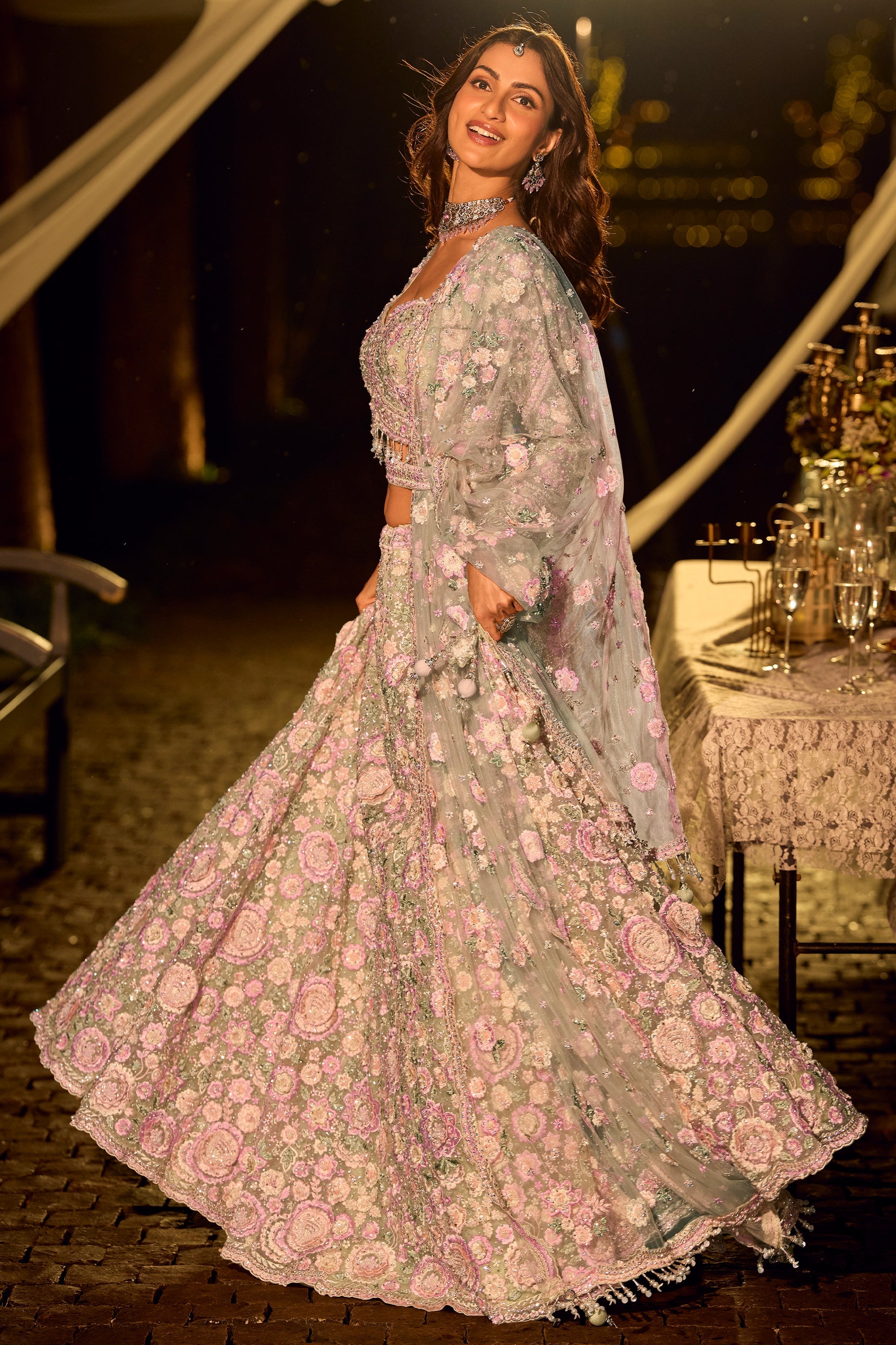 Grey And Pink Readymade Embroidered Net Lehenga-SAR11244_4_SareeButa.com