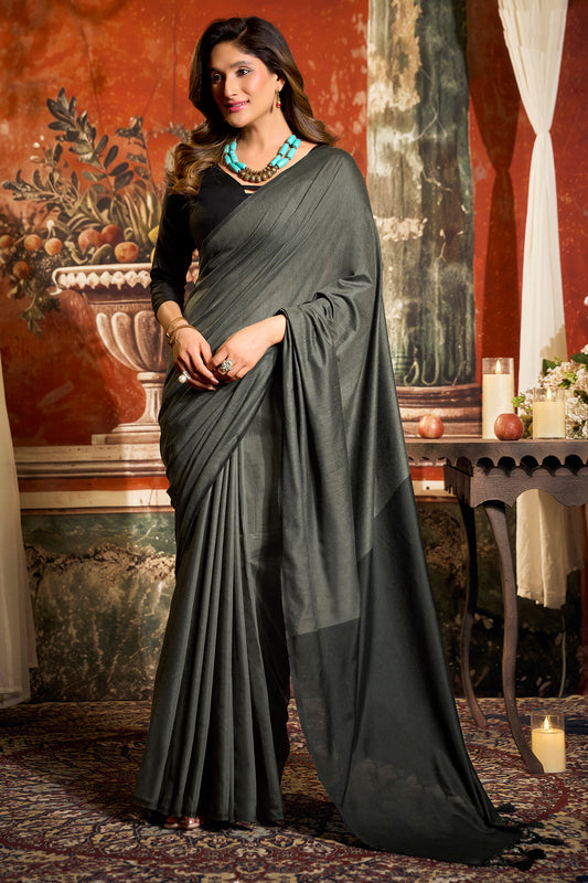 Grey Cotton Saree with Color Block Pallu-SAR12720_1_SareeButa.com