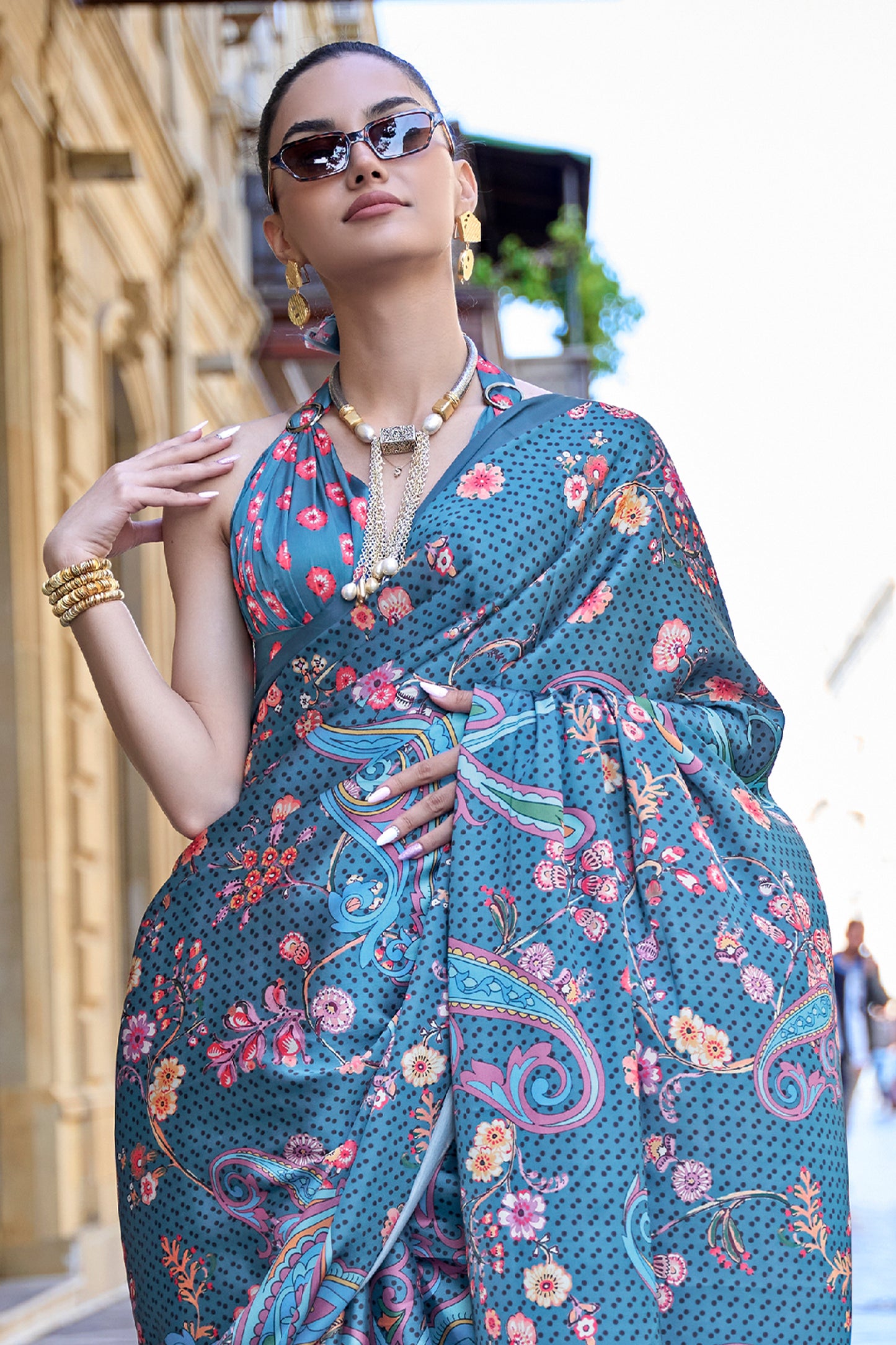 Grey Digital Print Satin Saree-SAR12395_3_SareeButa.com